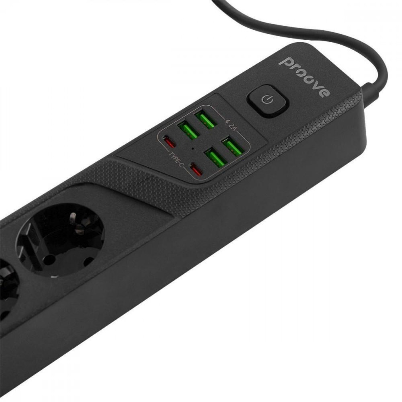 Сетевой фильтр Proove Power Strip P-04 (4 розетки + 4 USB + 2 Type-C) 2М black (PSP442420001)