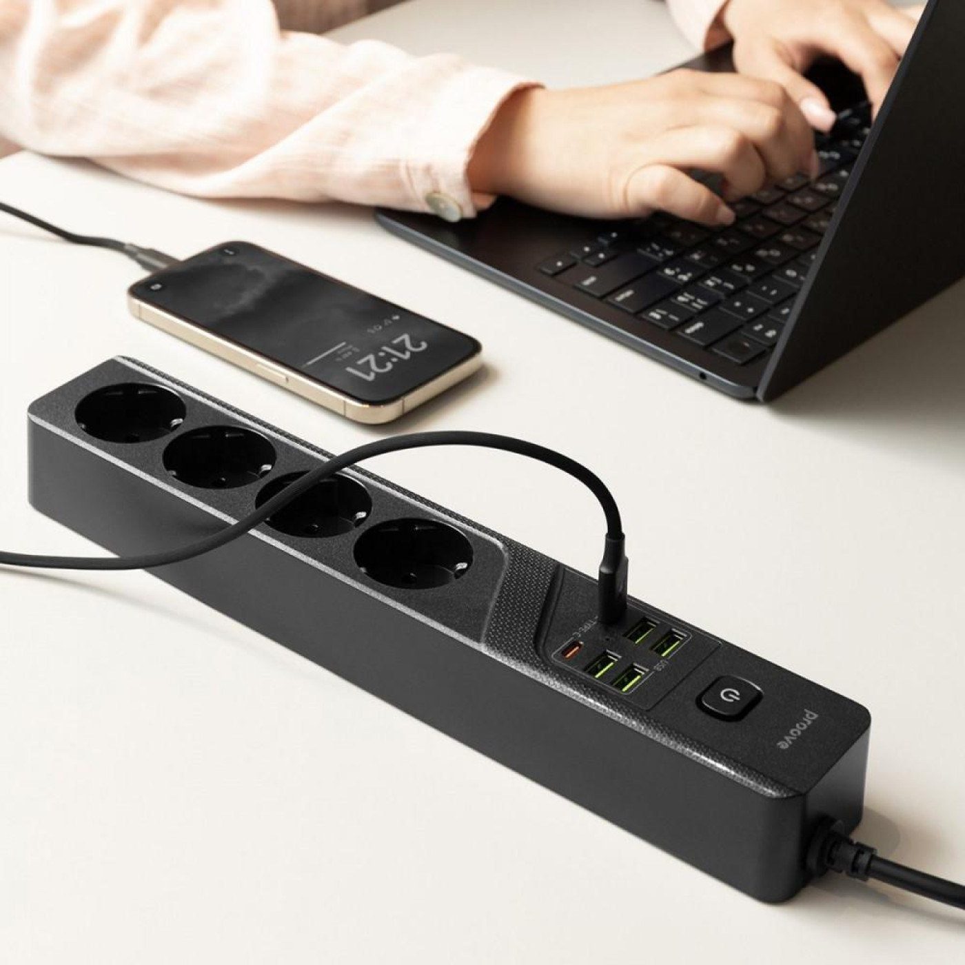 Сетевой фильтр Proove Power Strip P-04 (4 розетки + 4 USB + 2 Type-C) 2М black (PSP442420001)