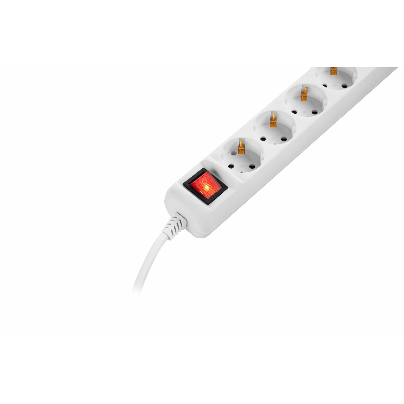 Сетевой фильтр 5XSchuko з вимикачем, 3G*1.5мм, 5м, white (2E-U05ES15M5)