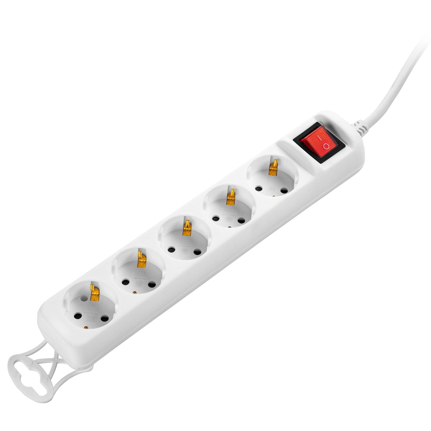 Сетевой фильтр 5XSchuko з вимикачем, 3G*1.5мм, 1.5м, white (2E-U05ESM1.5)