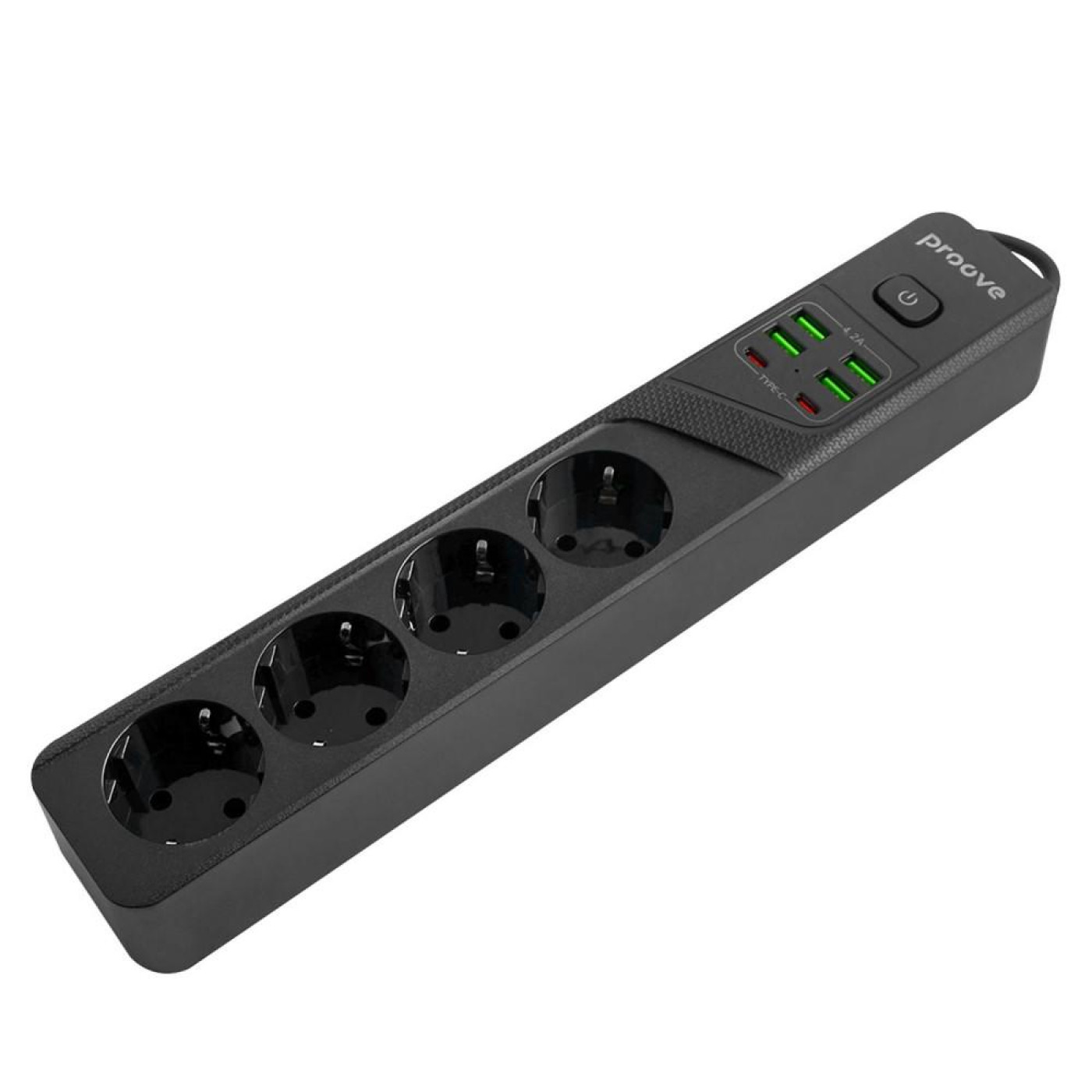 Сетевой фильтр Proove Power Strip P-04 (4 розетки + 4 USB + 2 Type-C) 3M black (PSP442430001)