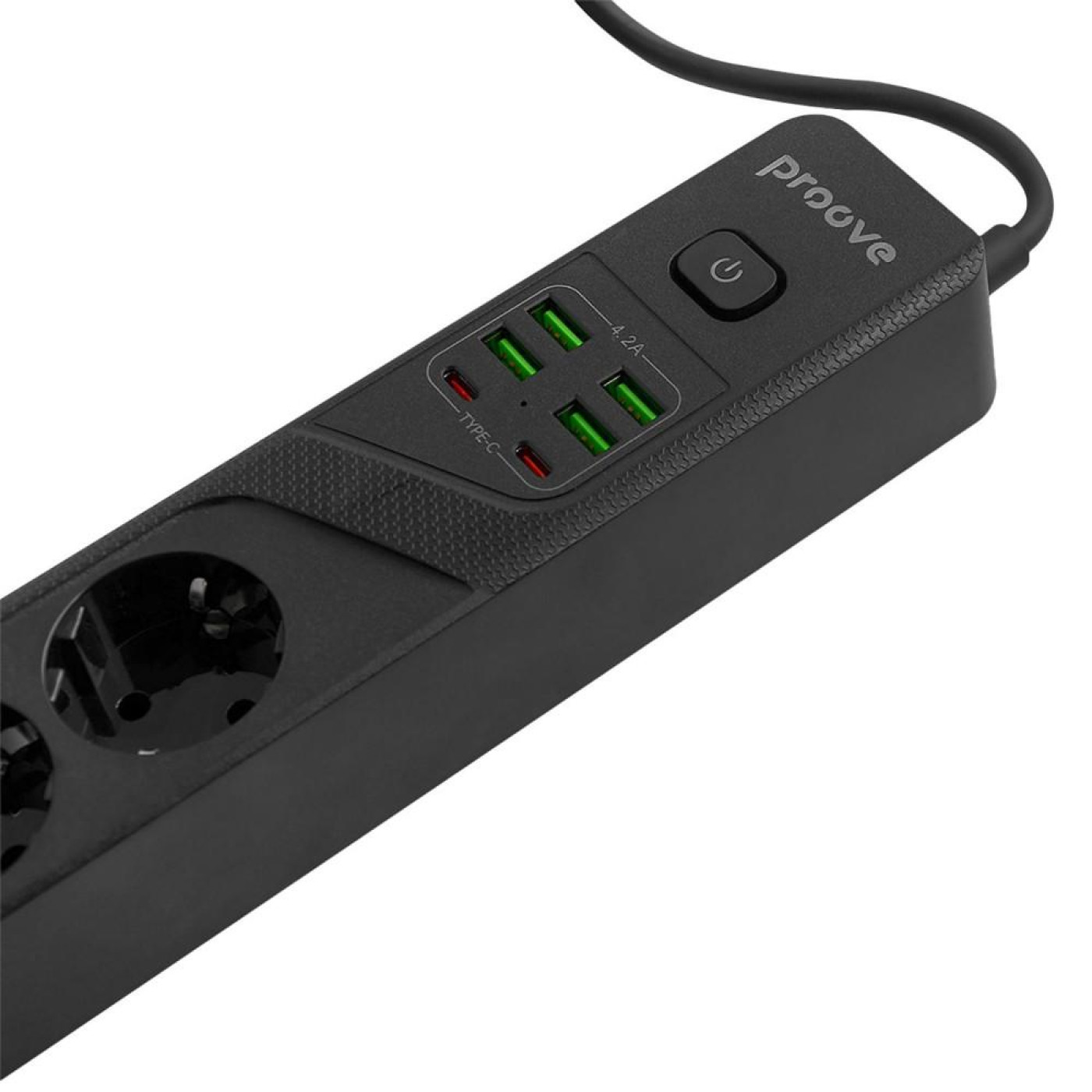 Сетевой фильтр Proove Power Strip P-04 (4 розетки + 4 USB + 2 Type-C) 3M black (PSP442430001)