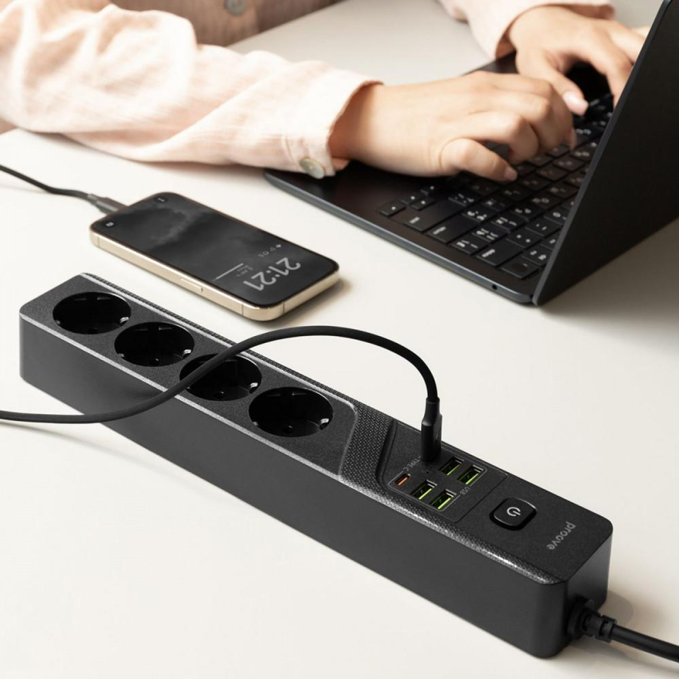 Сетевой фильтр Proove Power Strip P-04 (4 розетки + 4 USB + 2 Type-C) 3M black (PSP442430001)