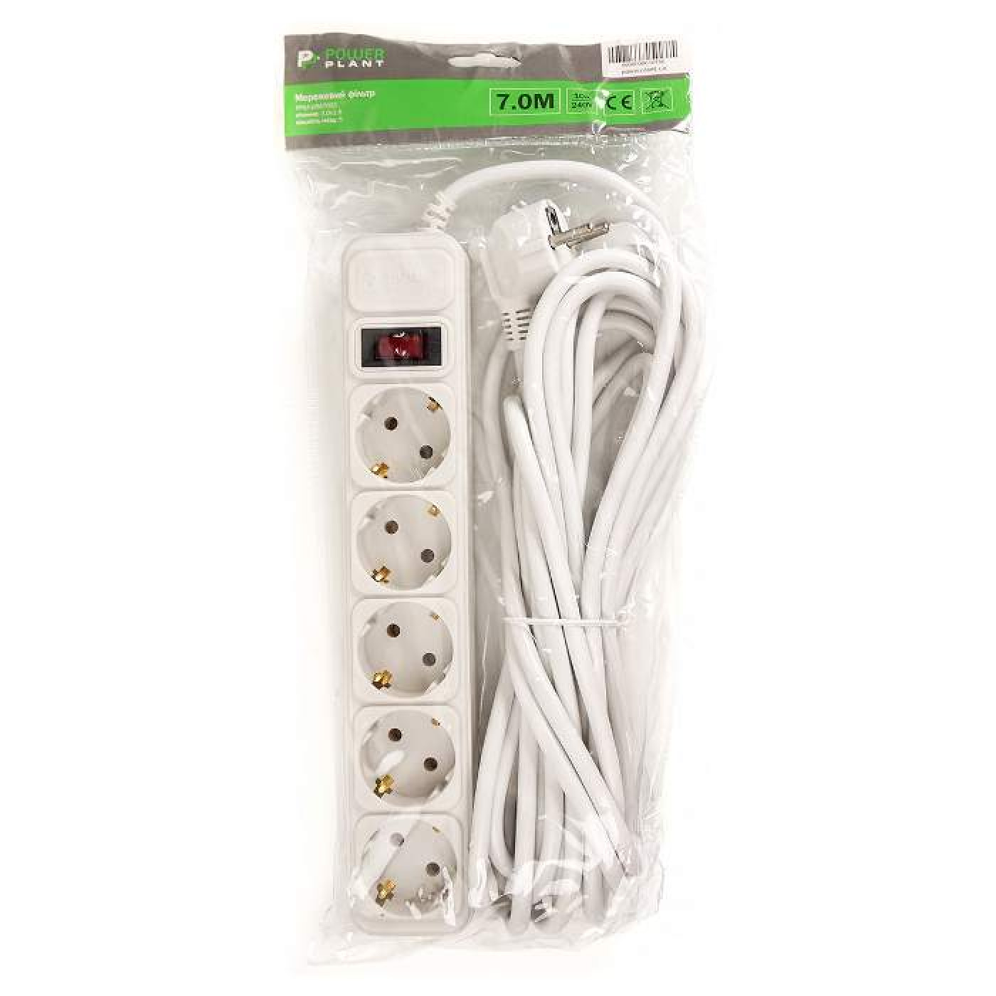 Сетевой фильтр JY-1056/7 5 розеток, 7 м, белый (пакет) (PPSA10M70S5)