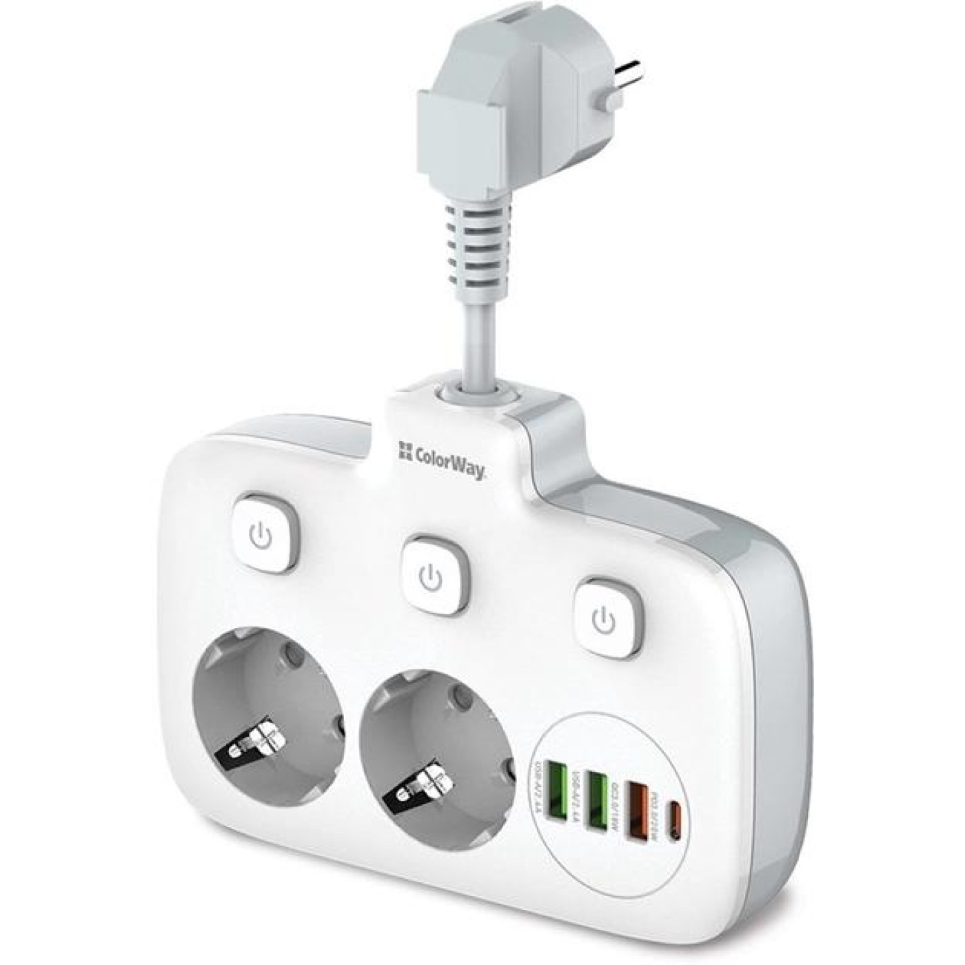 Сетевой фильтр olorWay 2x220V/3xUSB-A/1xUSB-C (CW-CHE24PDW)