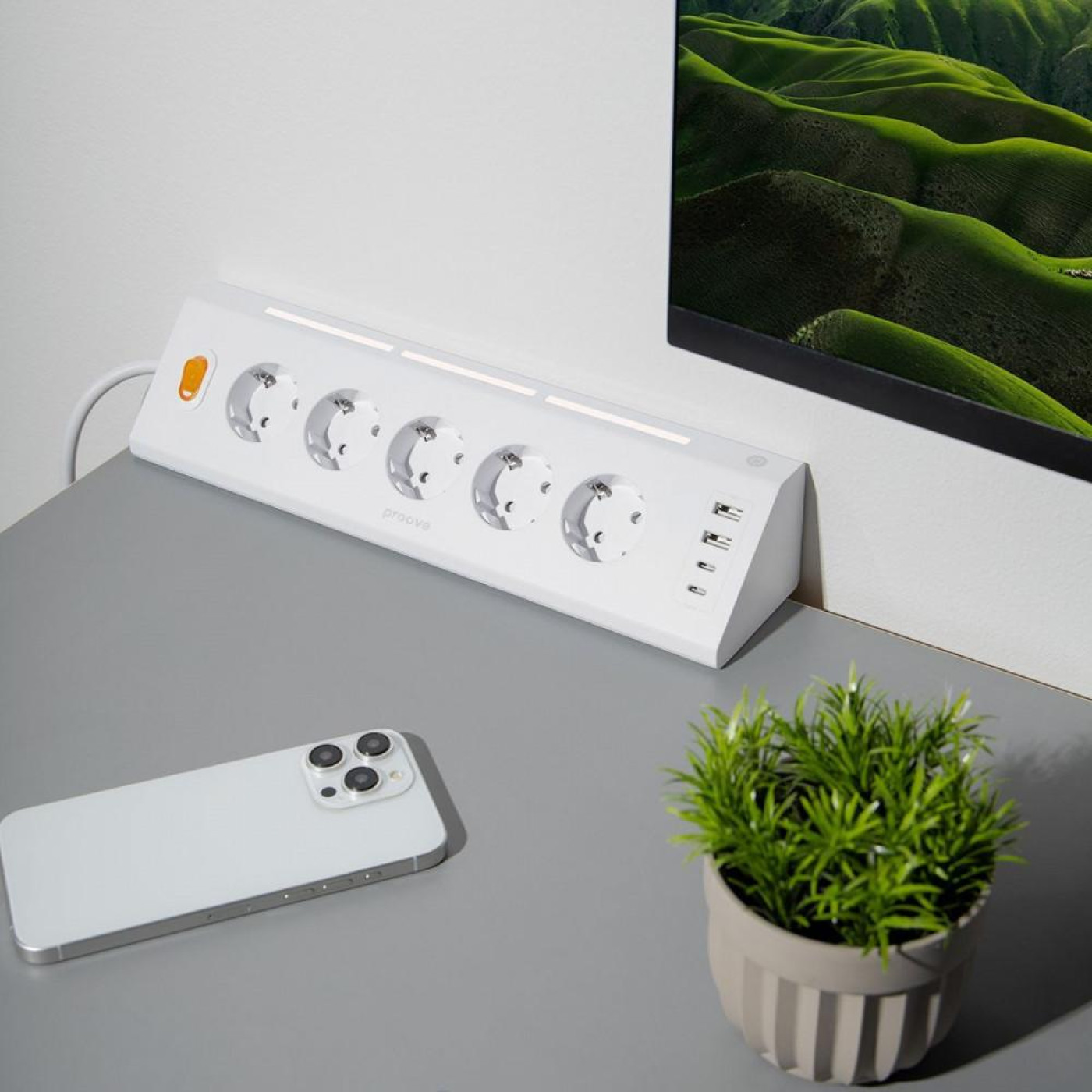 Сетевой фильтр Proove Prism Socket (5xAC + 2xType-C + 2xUSB) 1.6m white (PSPS25002202)