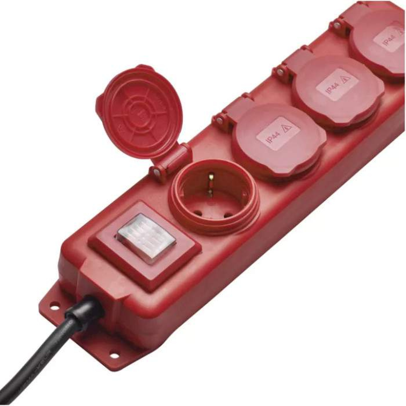 Мережевий фільтр с виключателем, 4 розетки, 1.5 мм2, 5м, Red (P14251)