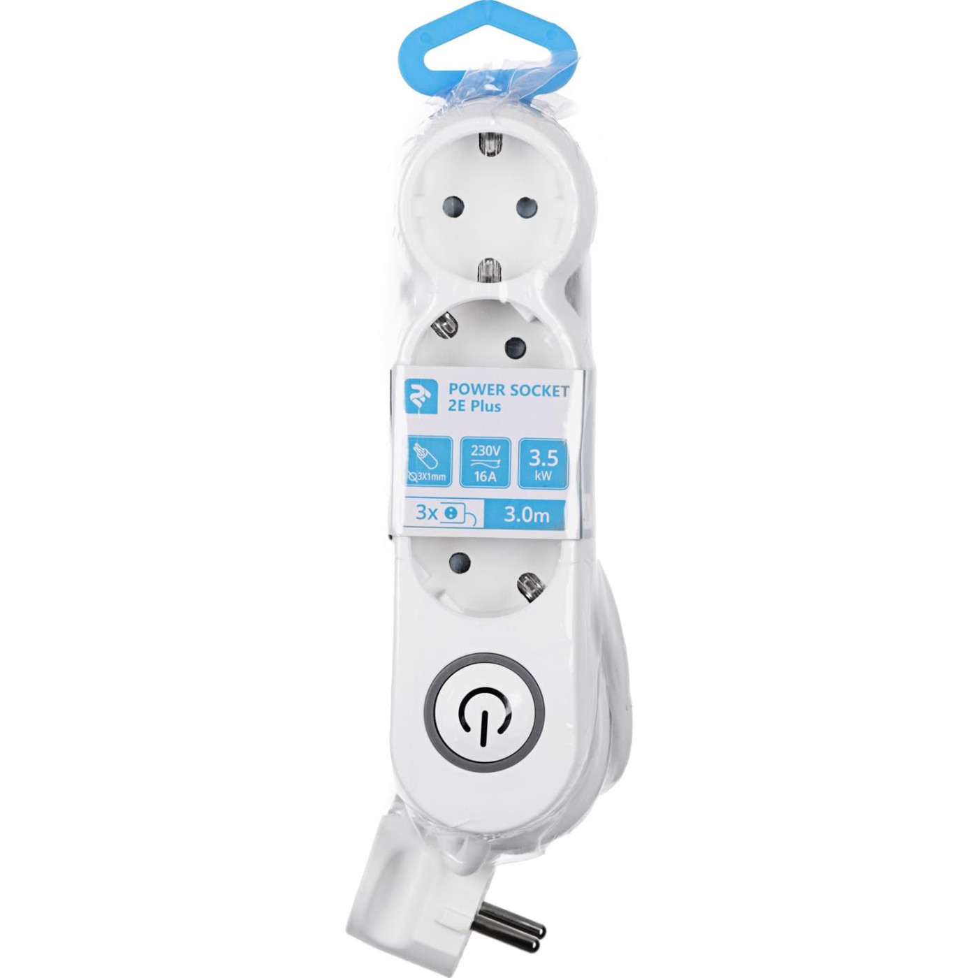 Сетевой фильтр Plus 3хТип F, 3х1мм кв, 10A, 3м, било-сирий (2E-U03VES3M)