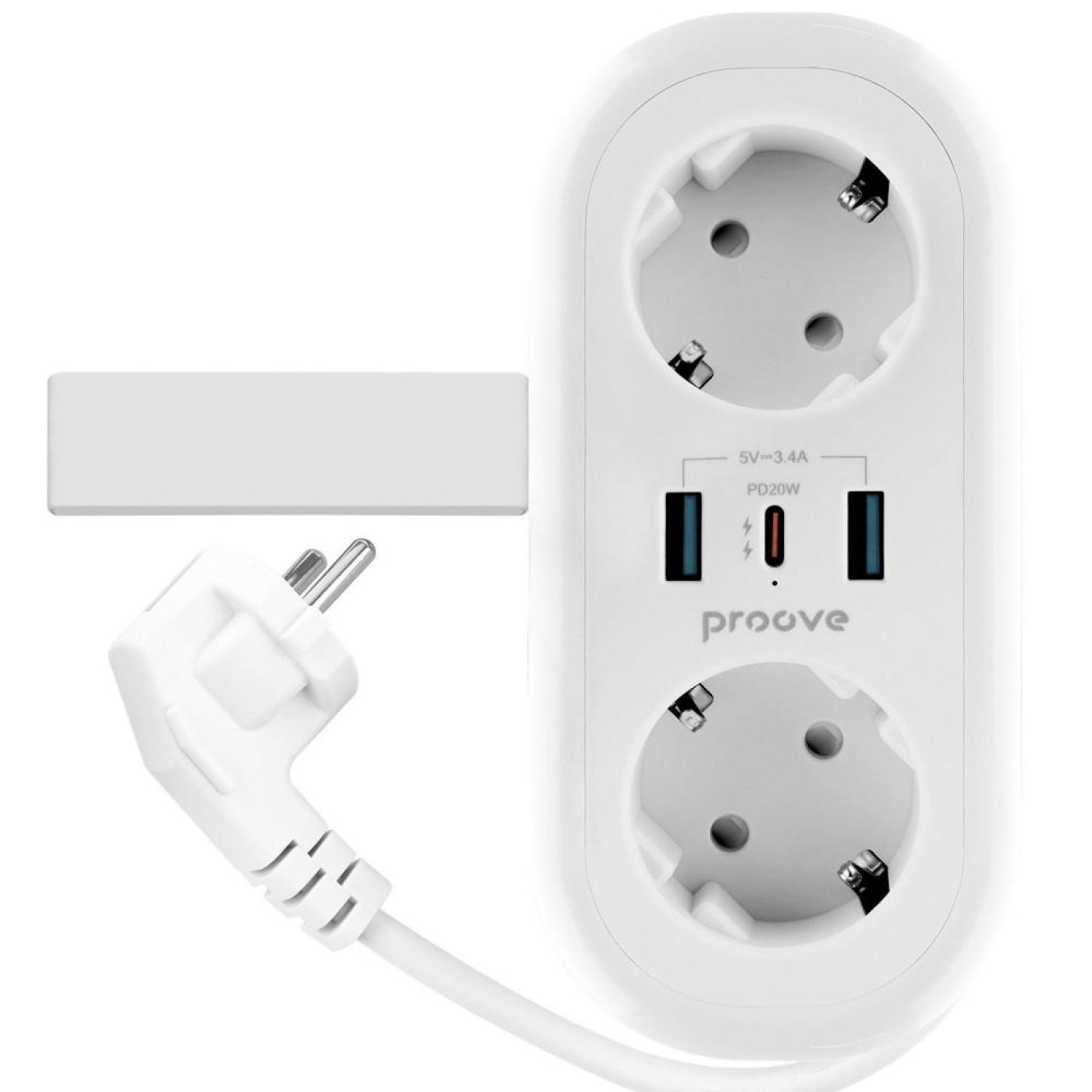 Сетевой фильтр Proove Supercoil 20W (2xAC + Type-C + 2xSB) 1.5m white (PSPS25002102)