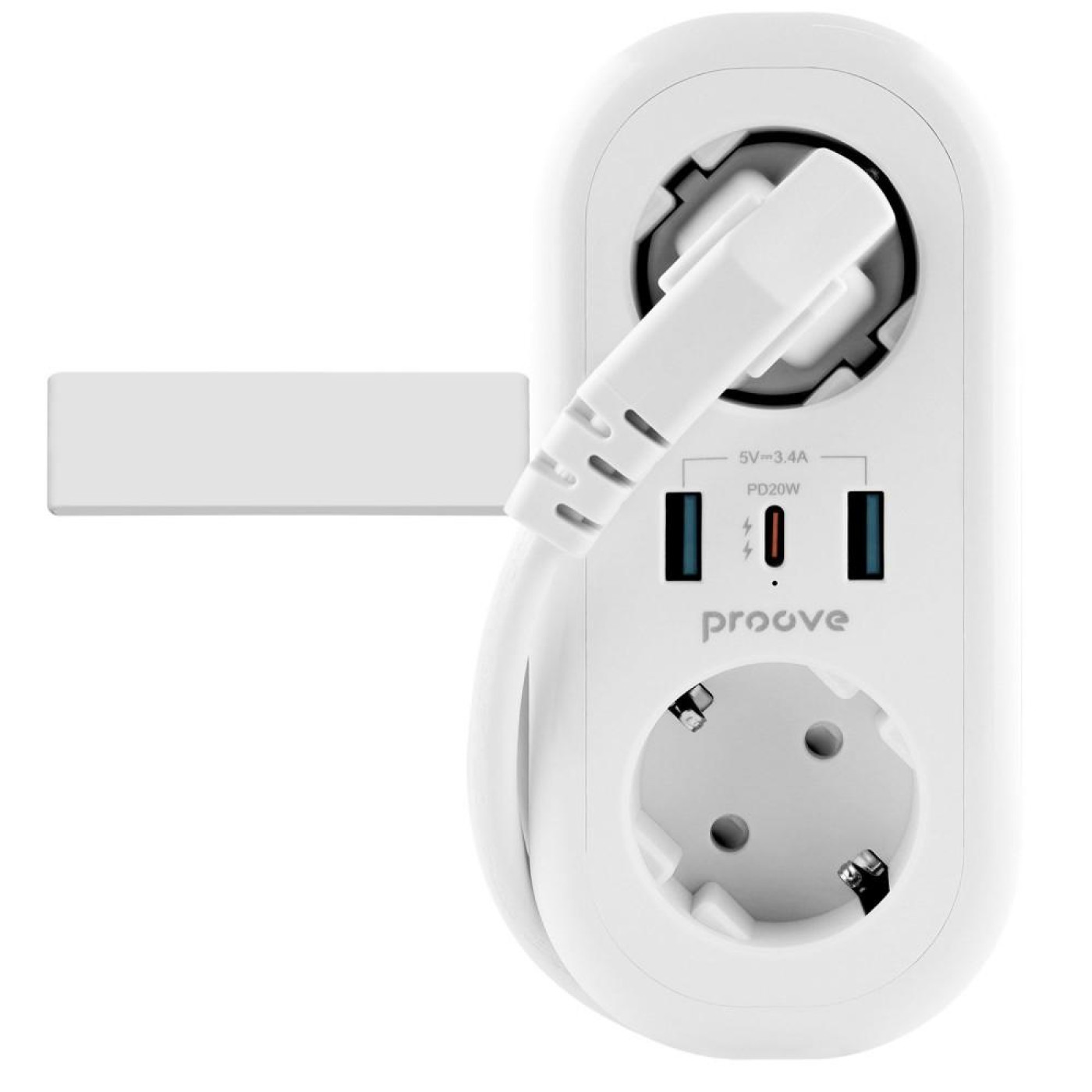 Сетевой фильтр Proove Supercoil 20W (2xAC + Type-C + 2xSB) 1.5m white (PSPS25002102)