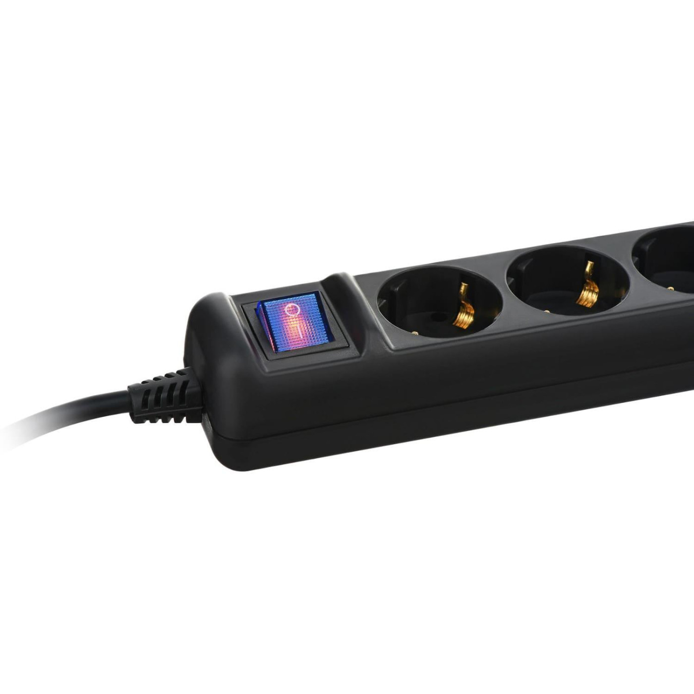 Сетевой фильтр 2E 5XSchuko з вимикачем, 3G*1.5мм, 1.5м, black (2E-U05ES15M1.5BK)