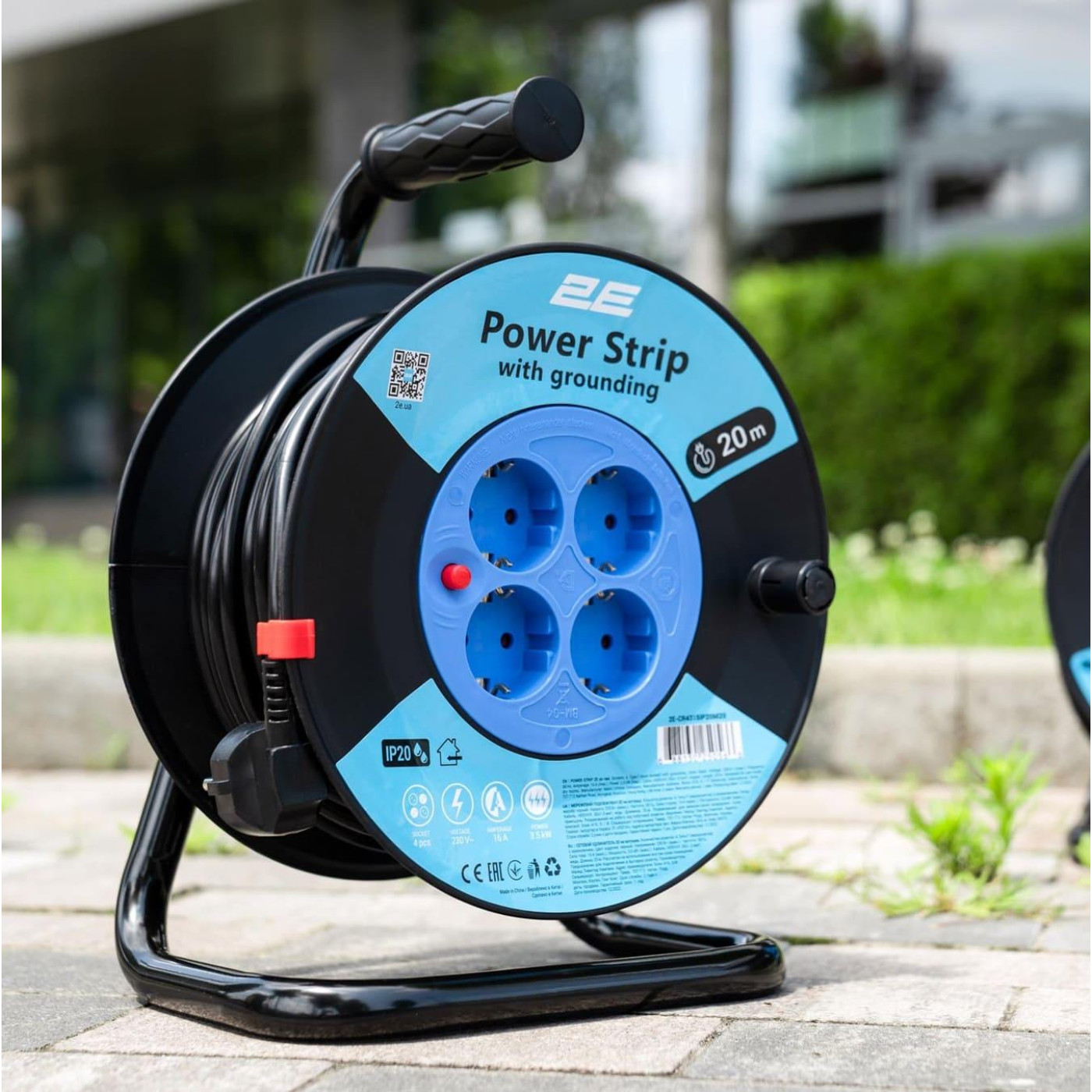 Сетевой фильтр 4XSchuko на котушци, ІР20, 3G*1.5мм, 20м, чорний (2E-CR4315IP20M20)