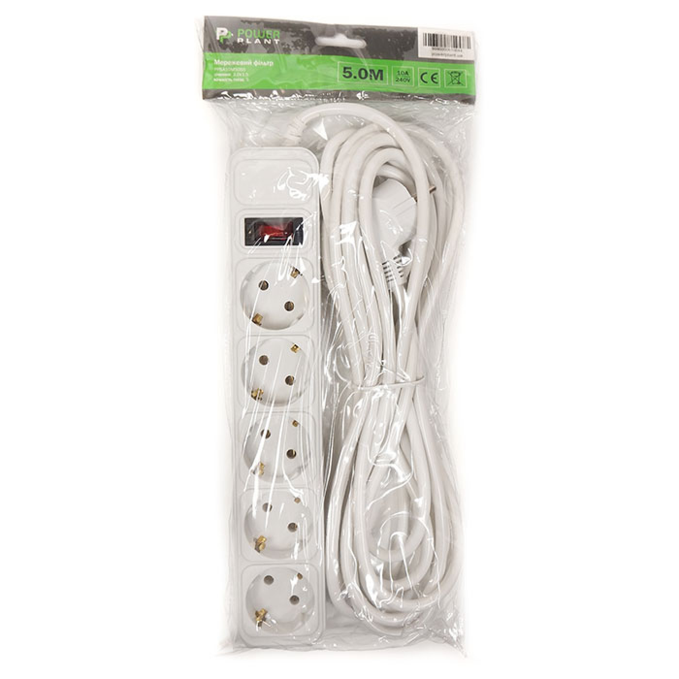 Сетевой фильтр JY-1056/5 5 розеток, 5 м, белый (PPSA10M50S5)