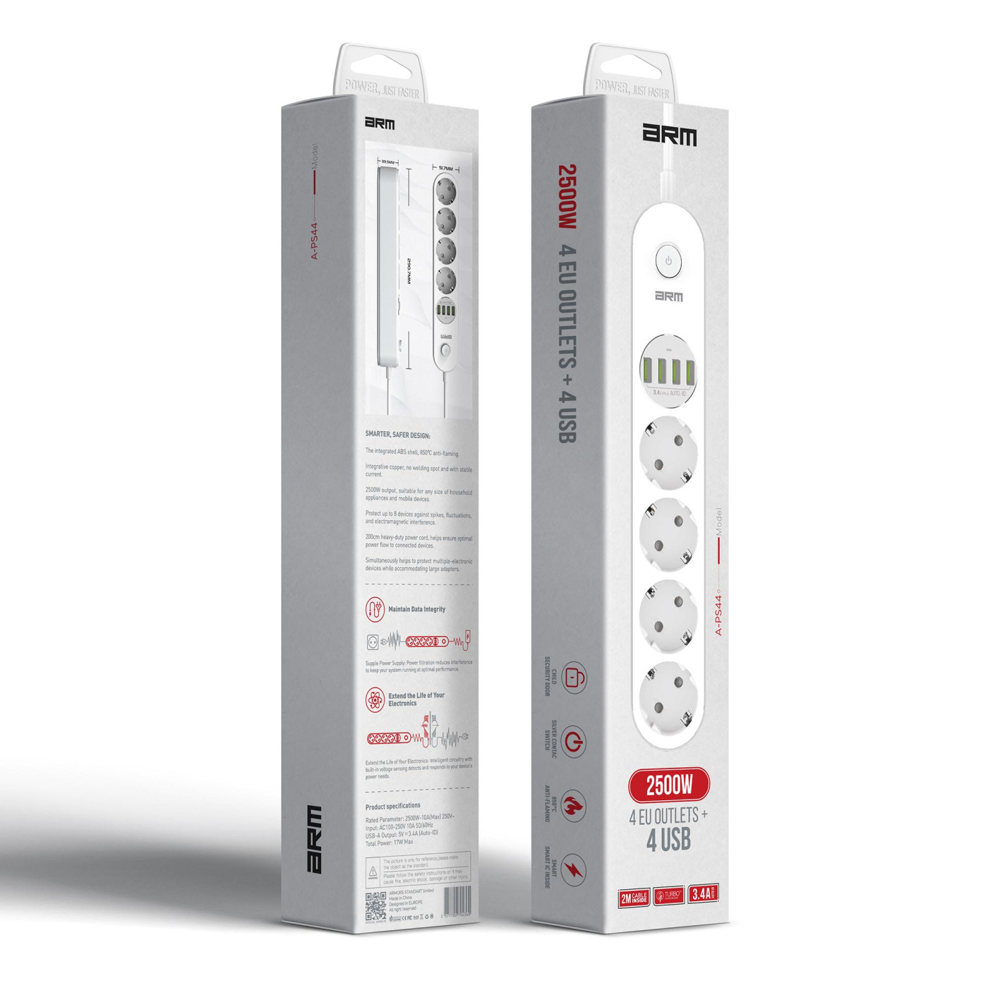 Сетевой фильтр ArmorStandart A-PS44 2m White (ARM70436)