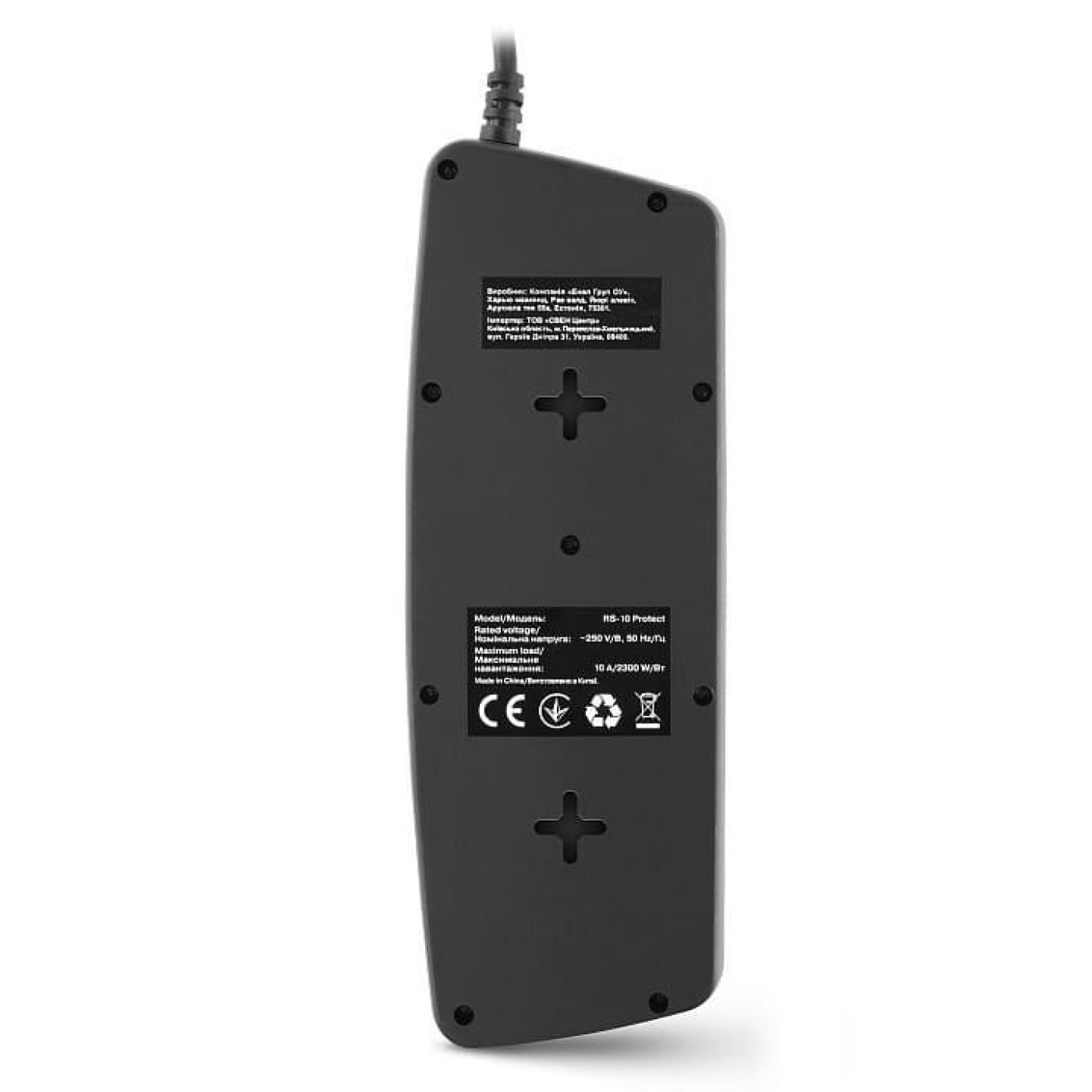 Сетевой фильтр RS-10 Protect 10 розеток 1.8 м Black, 10А, до 2.3 кВт, выключатель, заземление (EL122300038)