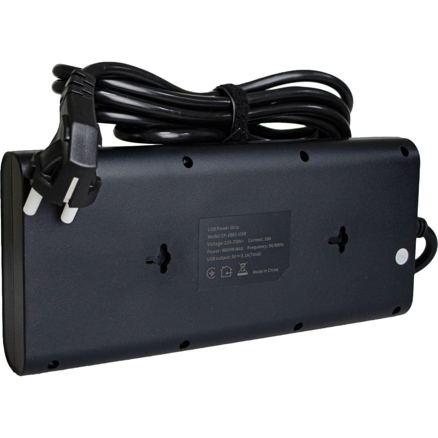 Фильтр сетевой Patron, 8 розеток, 3 м, Black, 4xUSB (3.1A), 16А, до 4 кВт, выключатель, заземление, 3x1.5 мм² (SP-1683-USB)