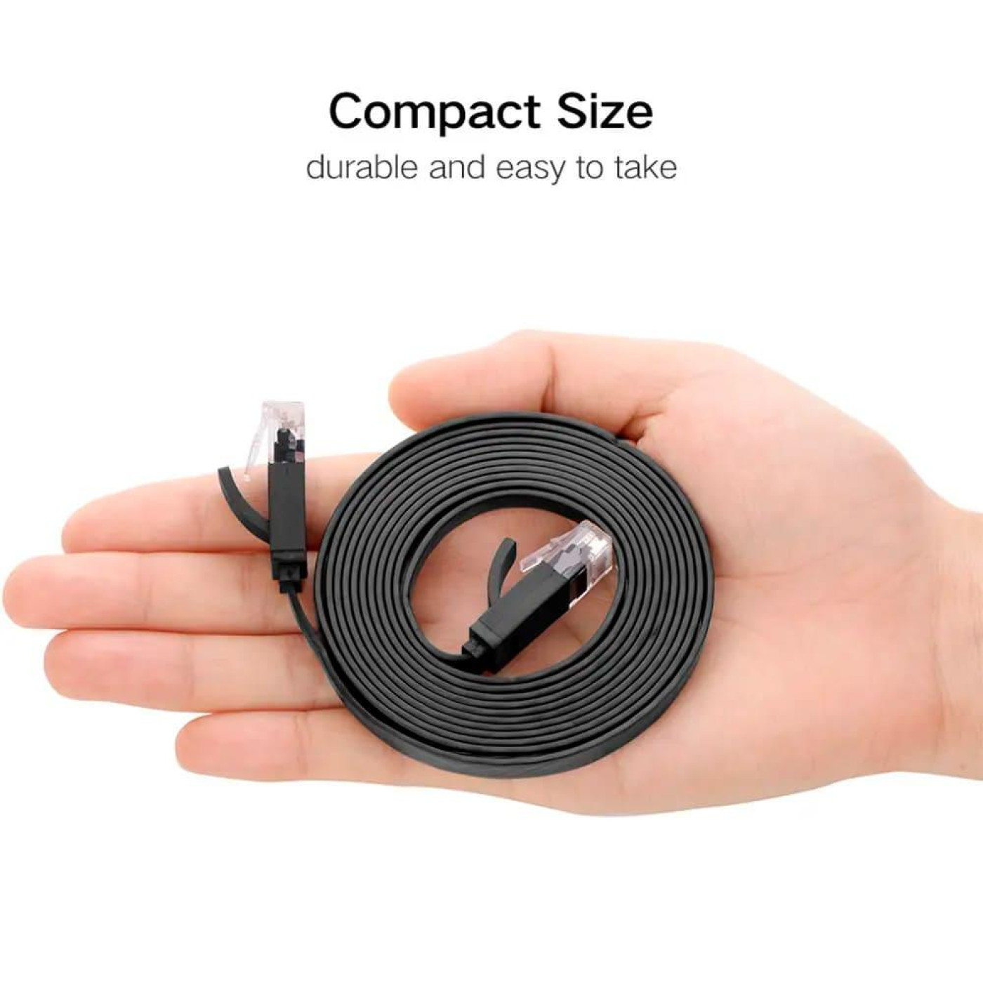 Патч-корд Ugreen NW102 Cat 6 U/UTP Lan Flat Cable 15m (Black) (UGR-50180)