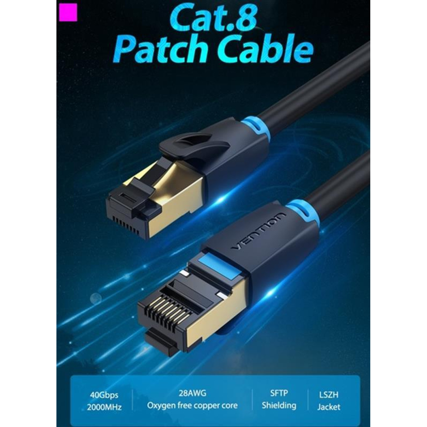 Патч-корд Vention CAT 8 Ethernet Black 20 м (IKABQ)
