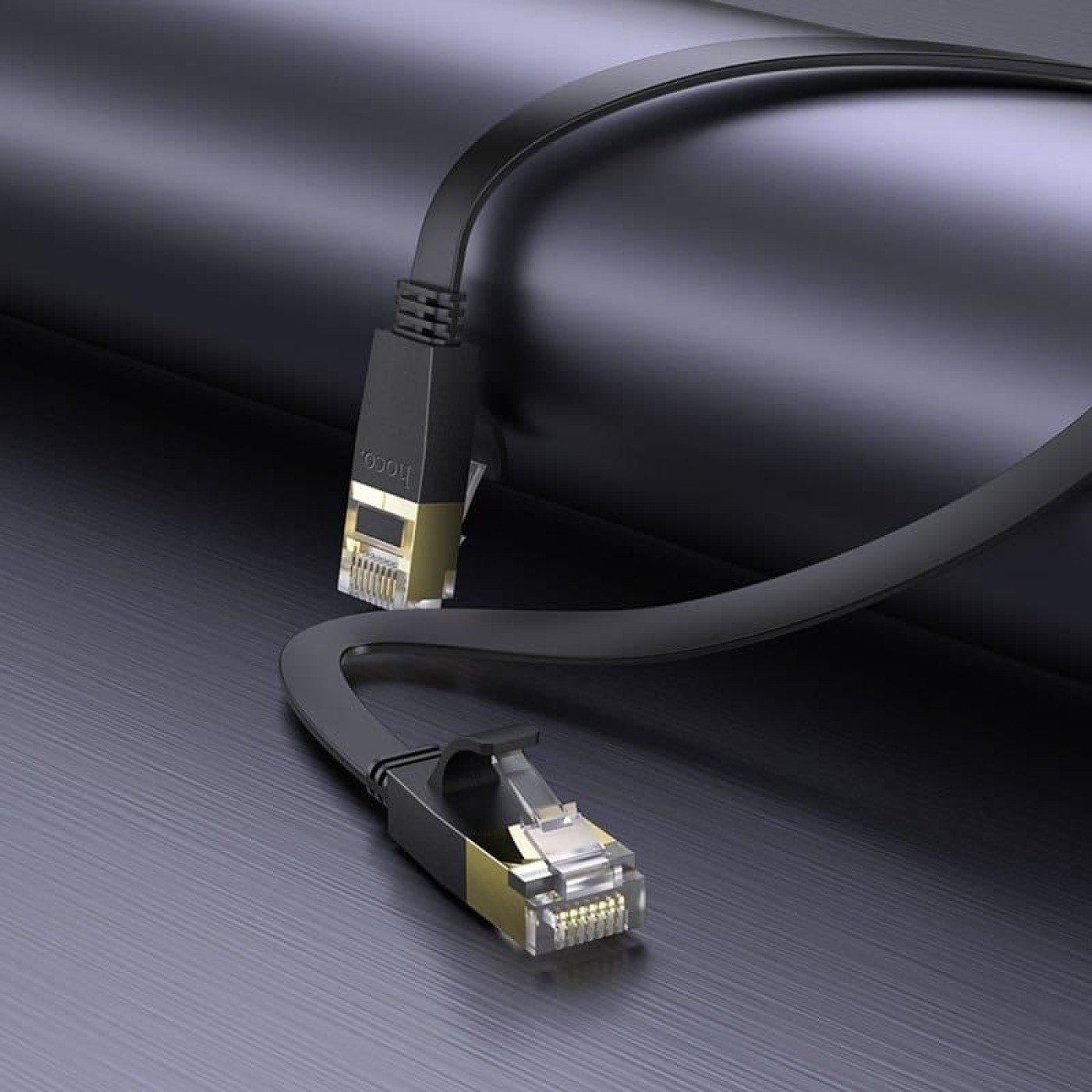 Патч-корд Hoco US07 General pure copper flat network cable(L=1M) Black (6931474780683)