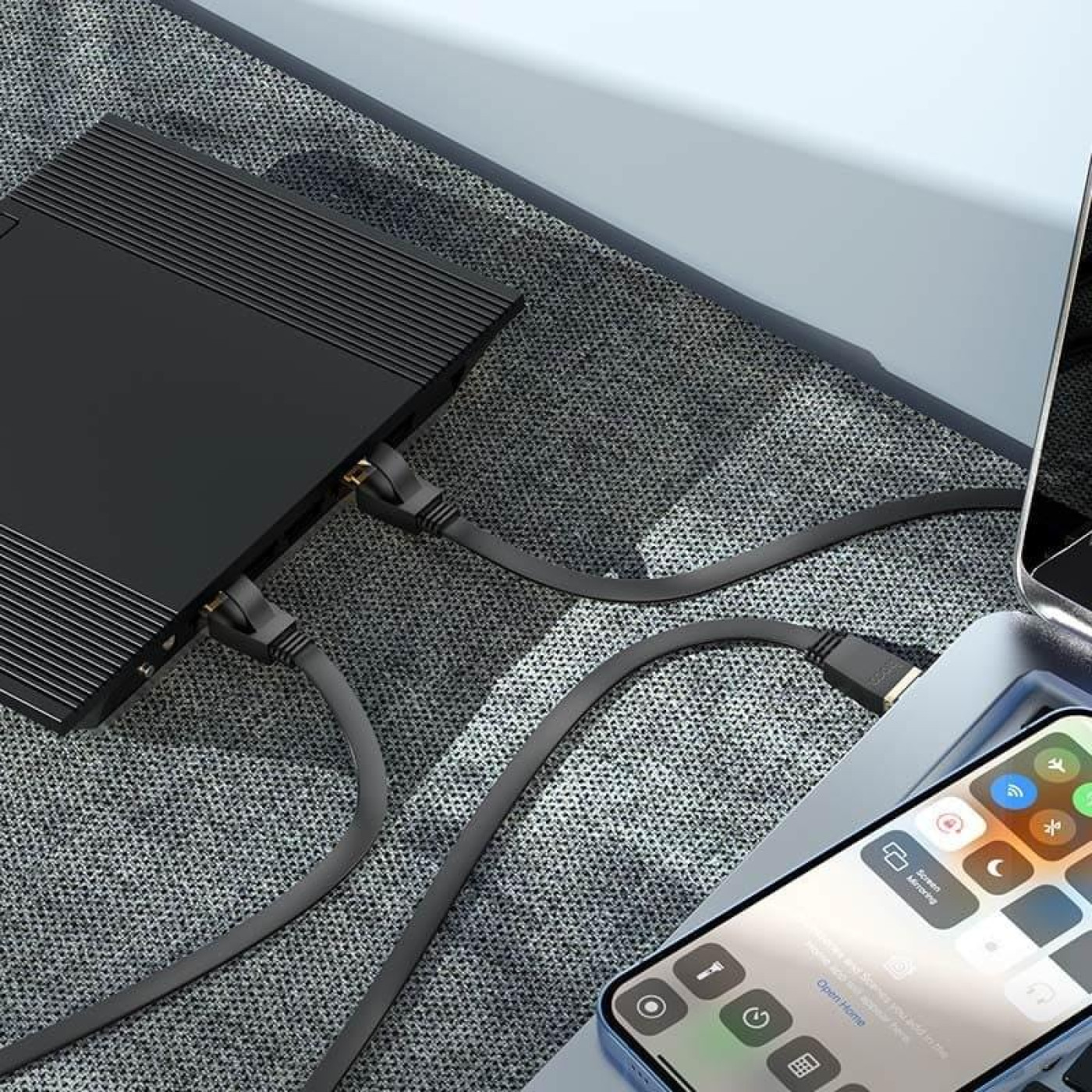 Патч-корд Hoco US07 General pure copper flat network cable(L=1M) Black (6931474780683)