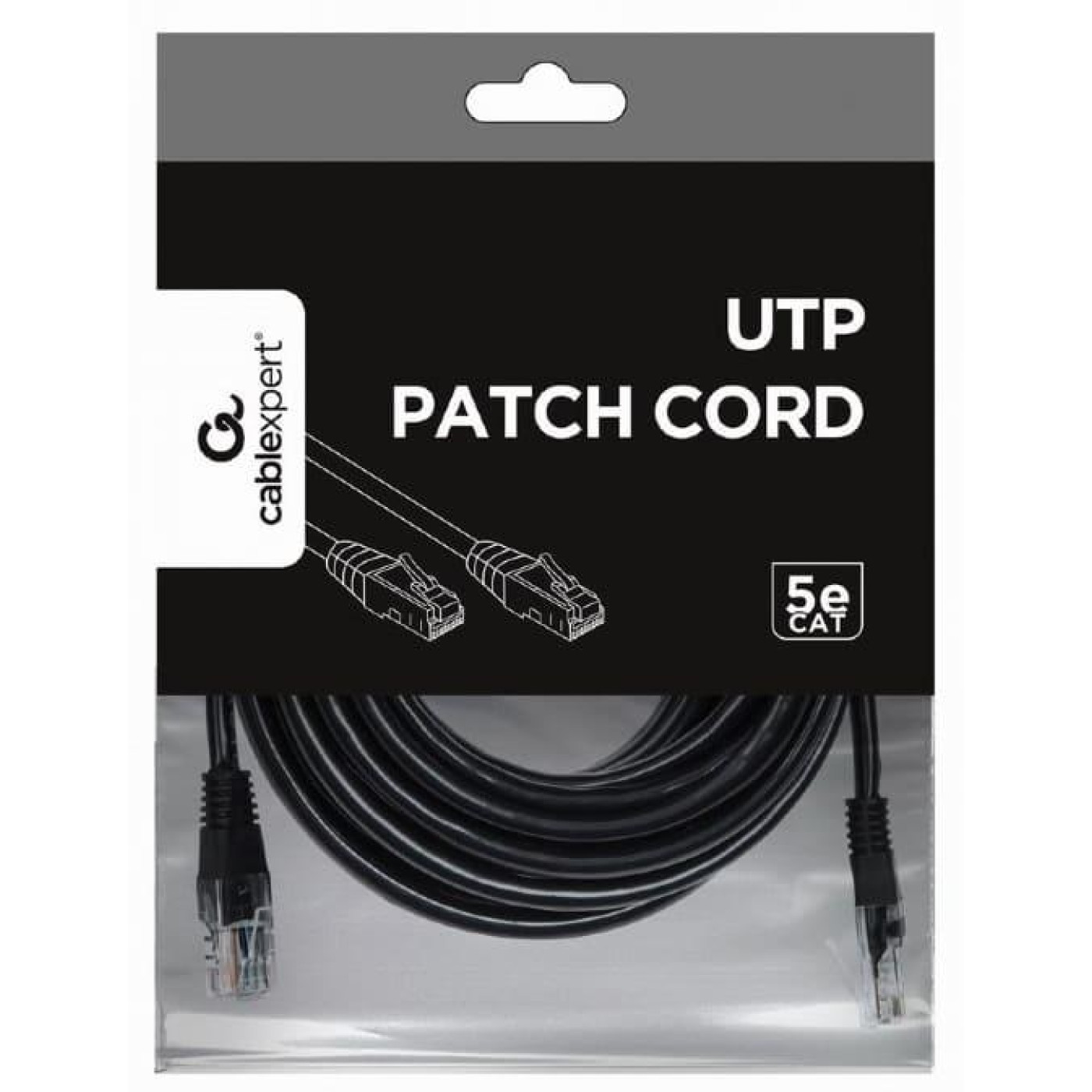 Патч-корд Cablexpert 5M UTP категорія 5E Black (PP12-5M/BK)