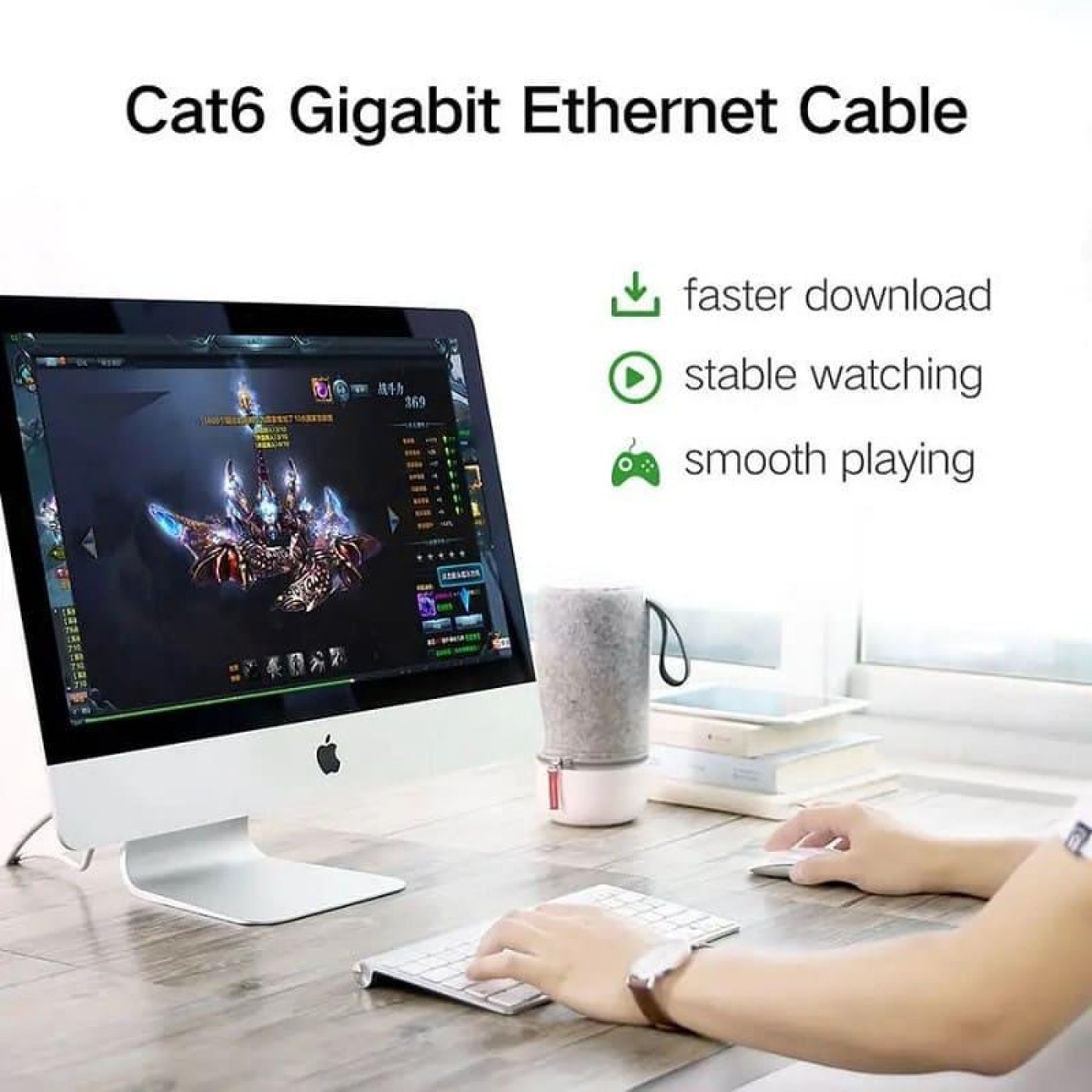 Патч-корд Ugreen NW102 Cat 6 U/UTP Lan Flat Cable 2m (Black) (UGR-50174)