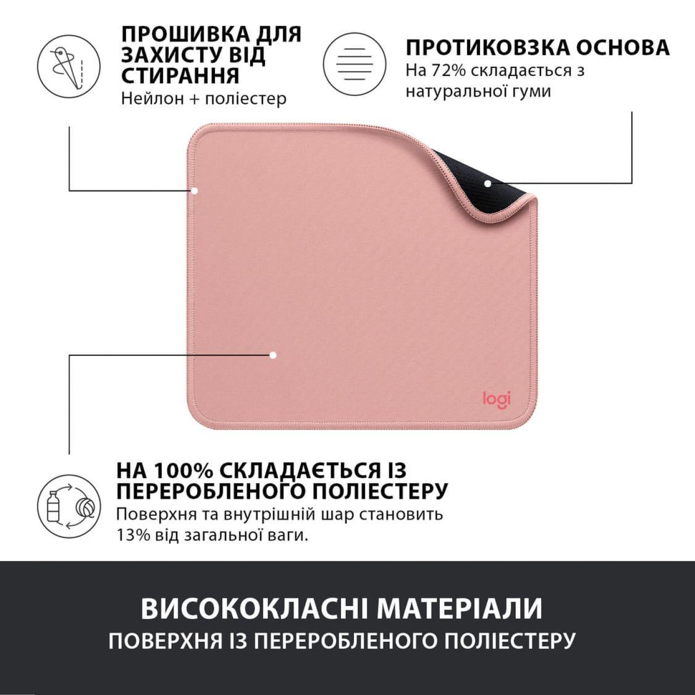 Ігрова поверхня Logitech Studio Series Darker Rose (956-000050)