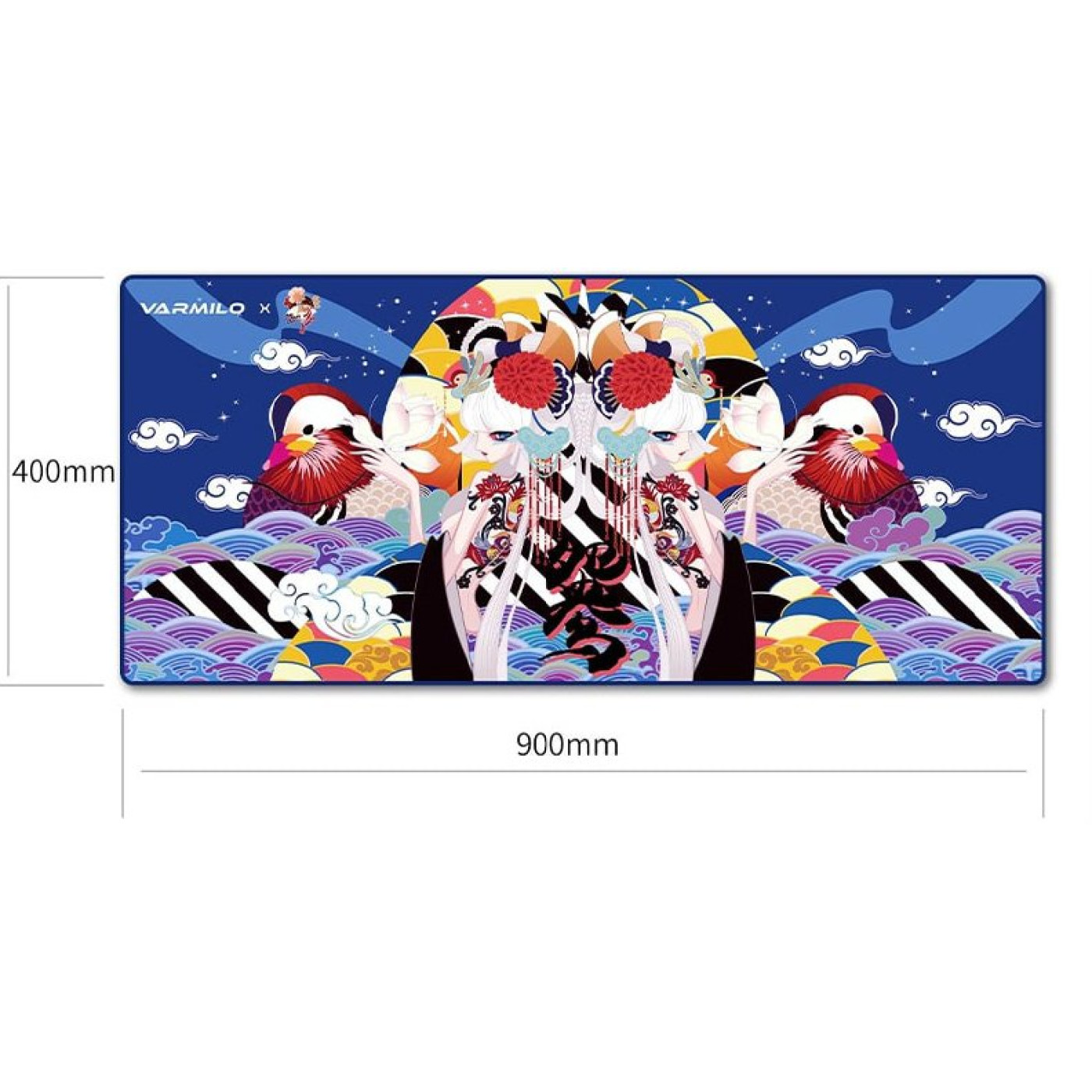 Игровая поверхность Varmilo Lovebirds Desk Mat XL (900х400х3мм) Blue (ZDB032-01)