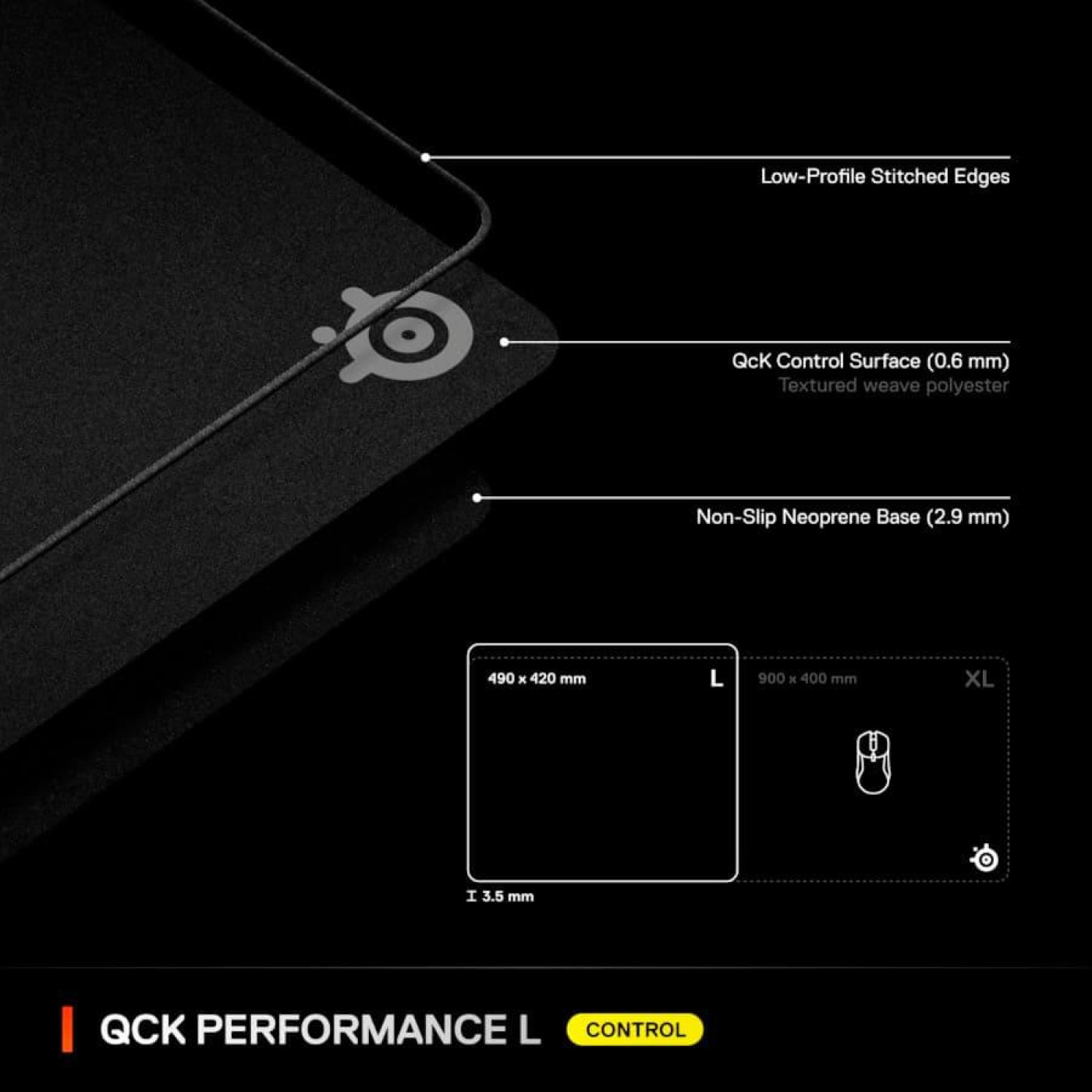 Игровая поверхность SteelSeries QcK Performance L - Control 490x420x3,5мм (63434)
