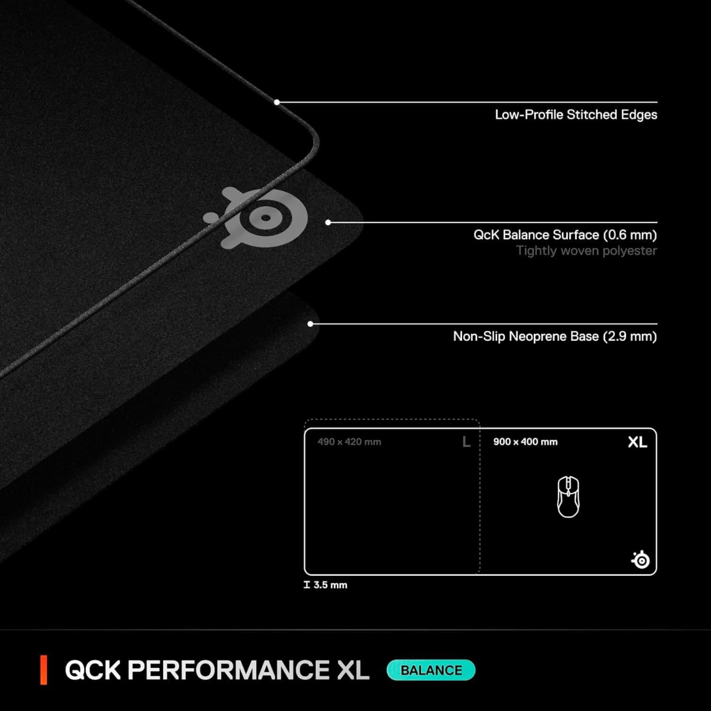 Игровая поверхность SteelSeries QcK Performance XL - Balance 900x400x3,5мм (63433)