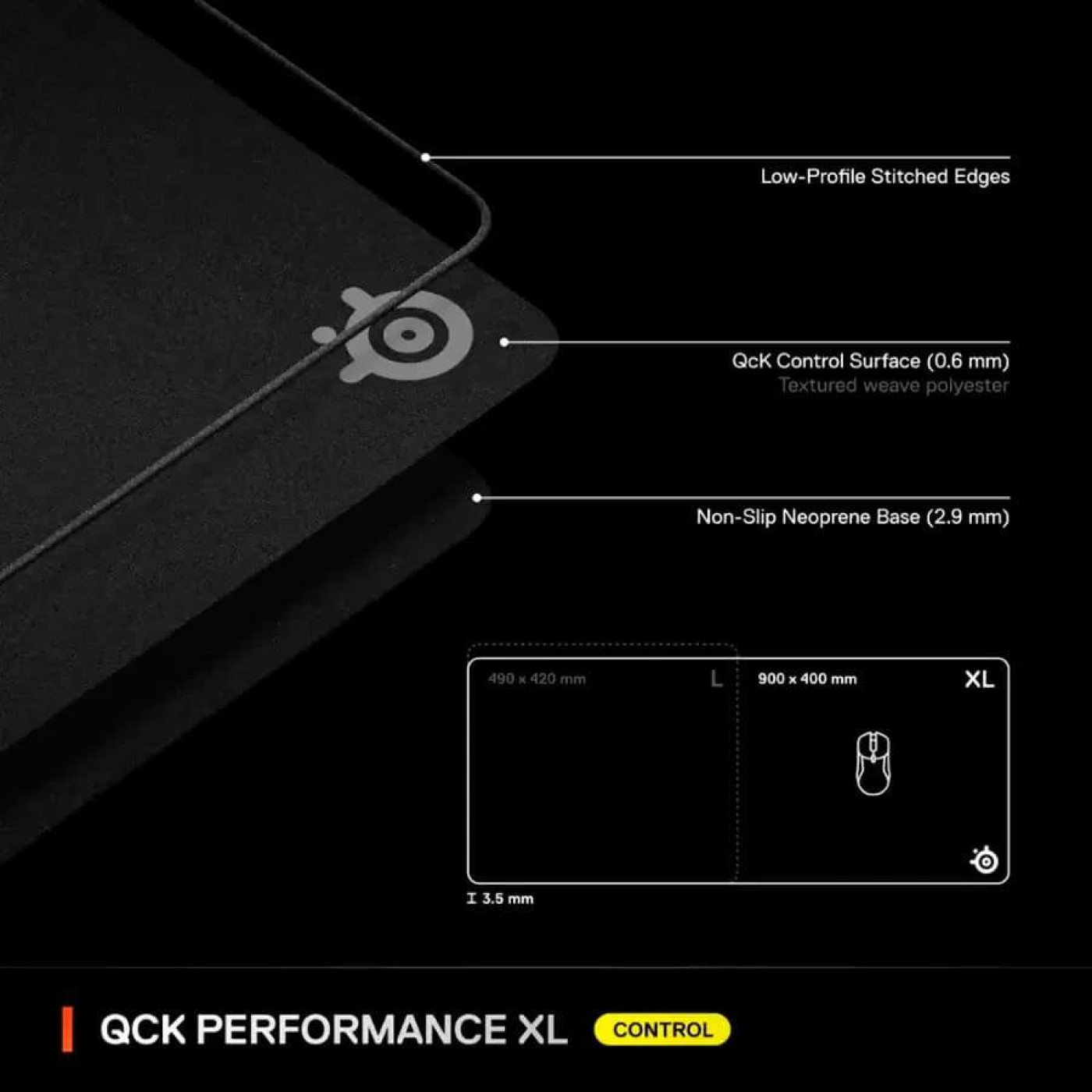 Игровая поверхность SteelSeries QcK Performance XL - Control 900x400x3,5мм (63435)
