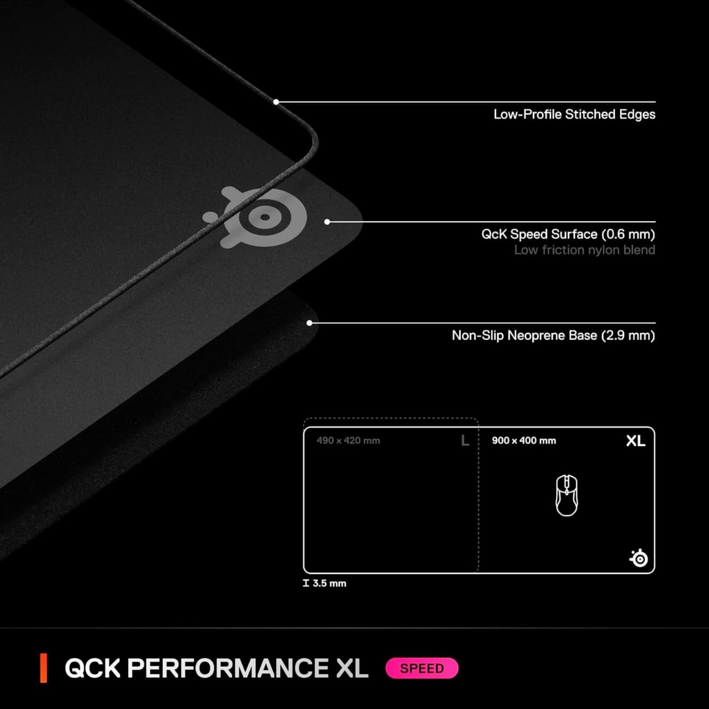 Игровая поверхность SteelSeries QcK Performance XL - Speed 900x400x3.5мм (63431)