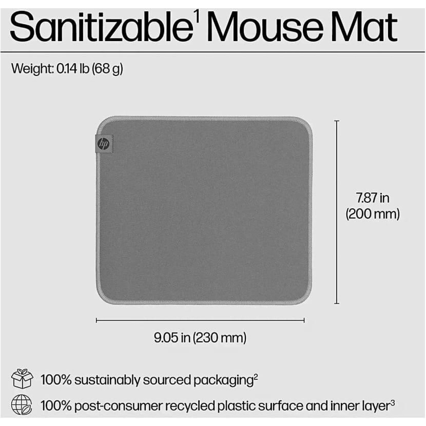 Игровая поверхность HP 100 Sanitizable S (230х200х2мм) Silver (8X594AA)