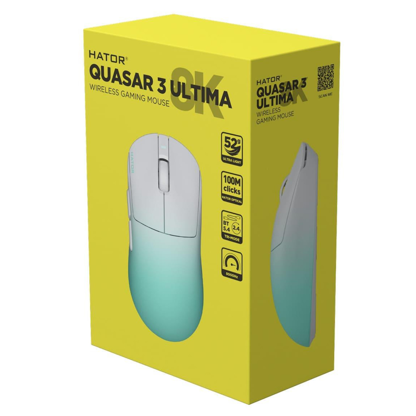 Миша HATOR Quasar 3 Ultima 8K Wireless White Mint (HTM761)