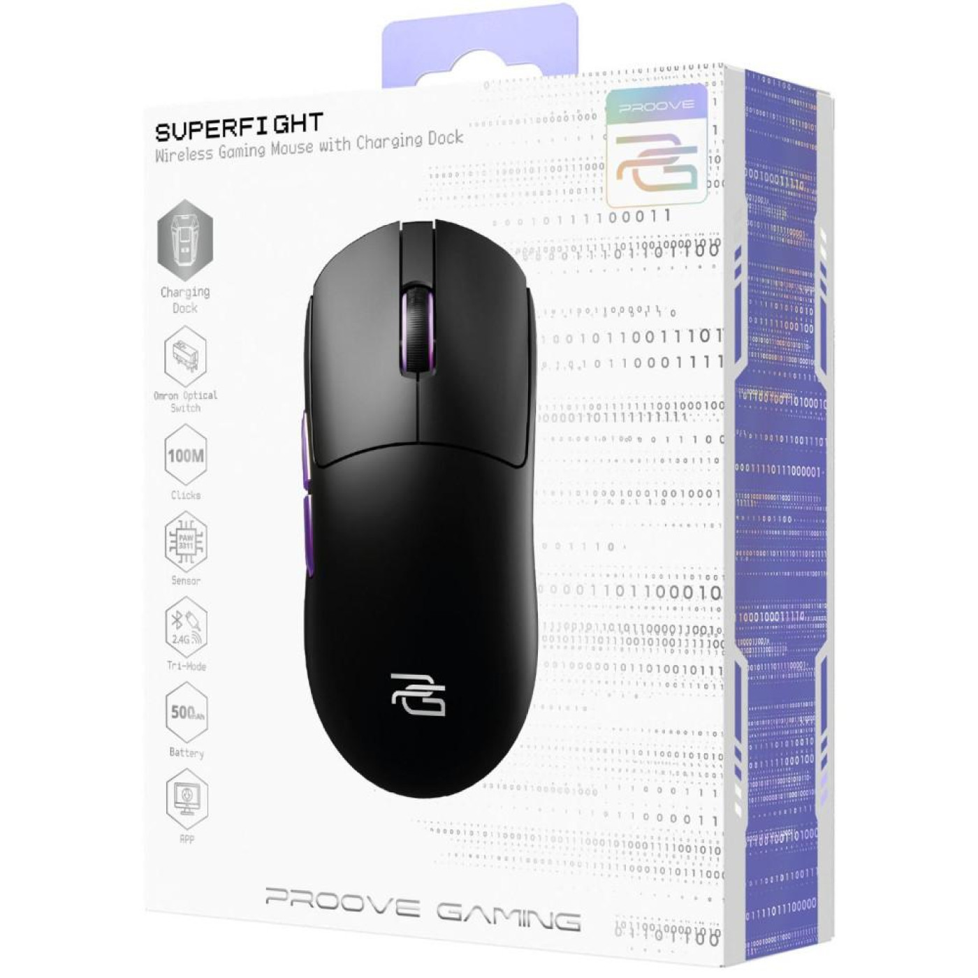 Миша Proove Gaming Superfight Wireless with Charging Dock Black/Purple (WMSW00122001)