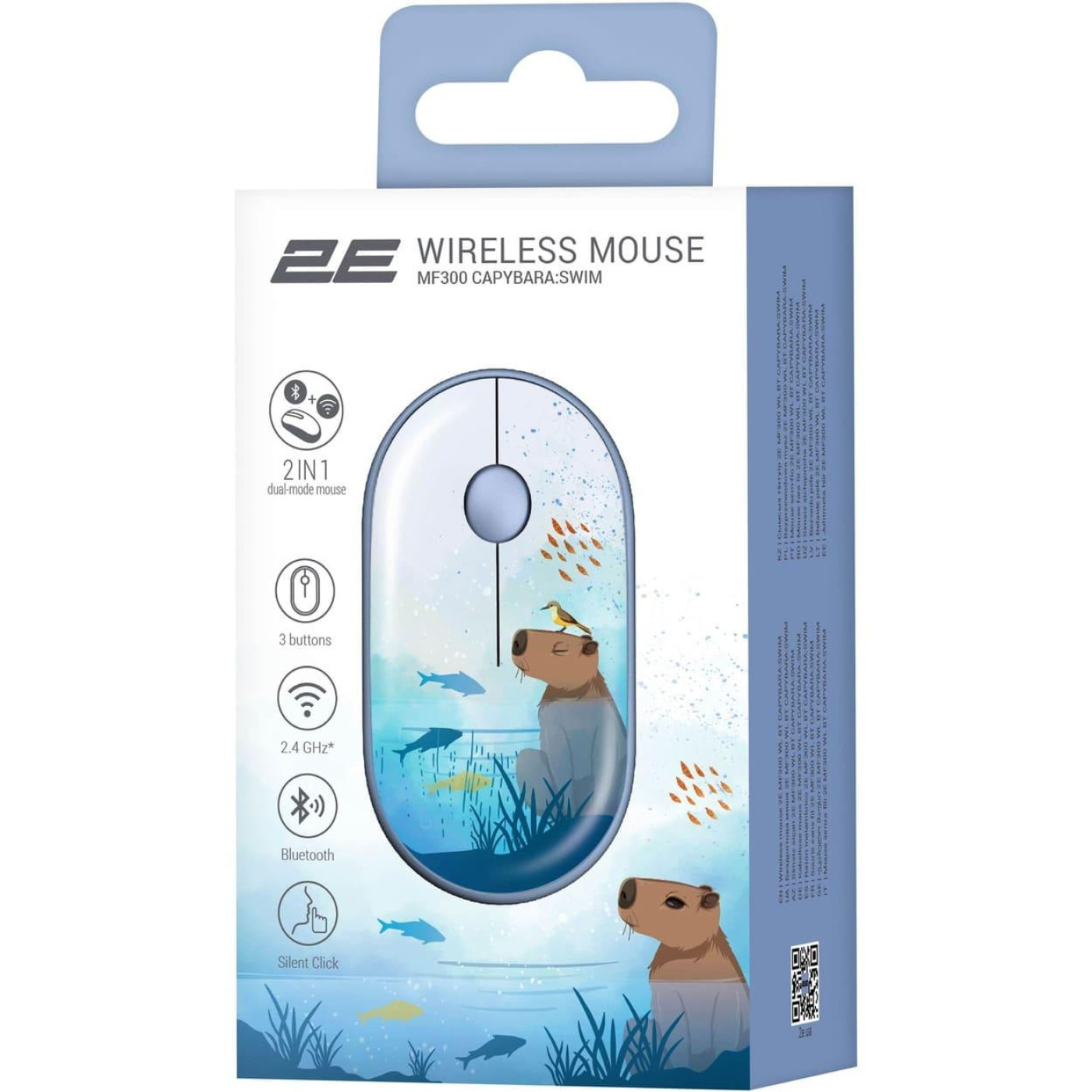 Бездротова миша 2E MF300 CAPYBARA:SWIM Silent WL BT, синій (2E-MF300WCAPIBARABL)