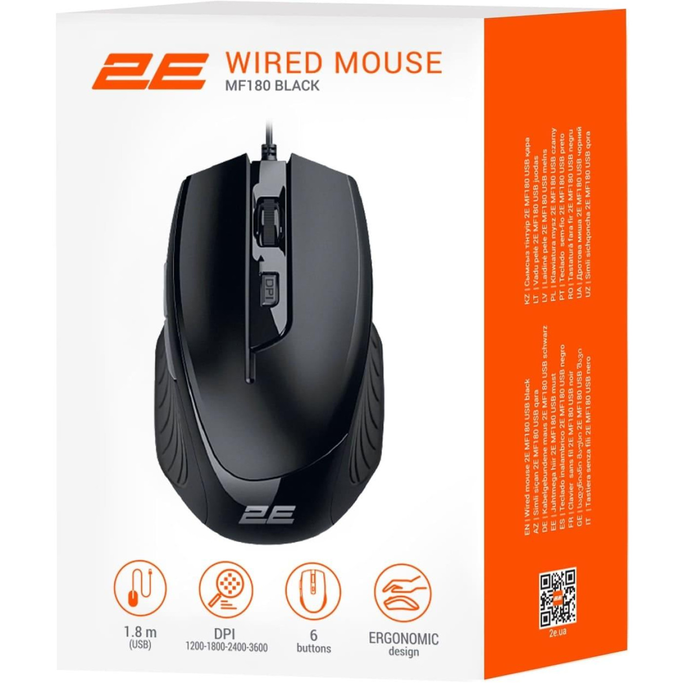Миша 2E MF180, USB-A, чорний (2E-MF180UB)
