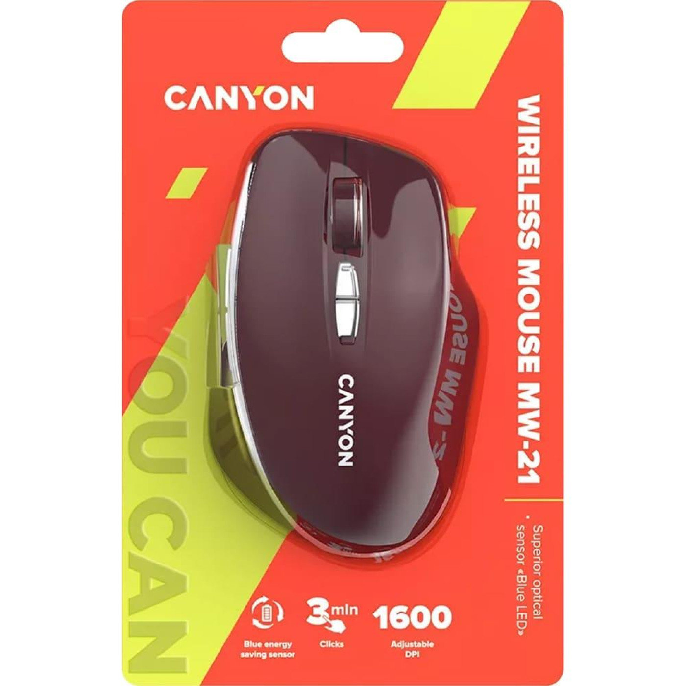 Мышь Canyon MW-21 Blue LED Wireless Burgundy Red (CNS-CMSW21BR)