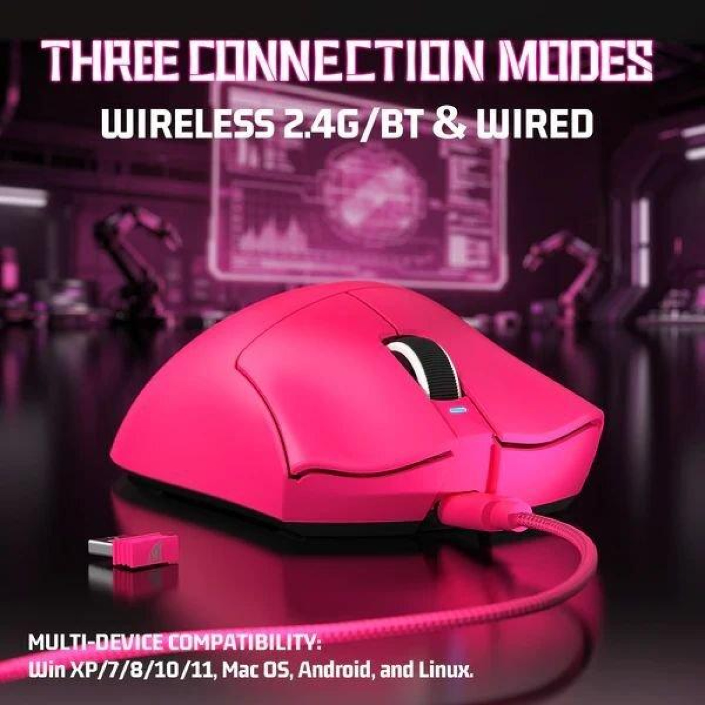 Миша Attack Shark V3 Wireless (AS-6972792472591-BR) Berry Red (G-000004411)