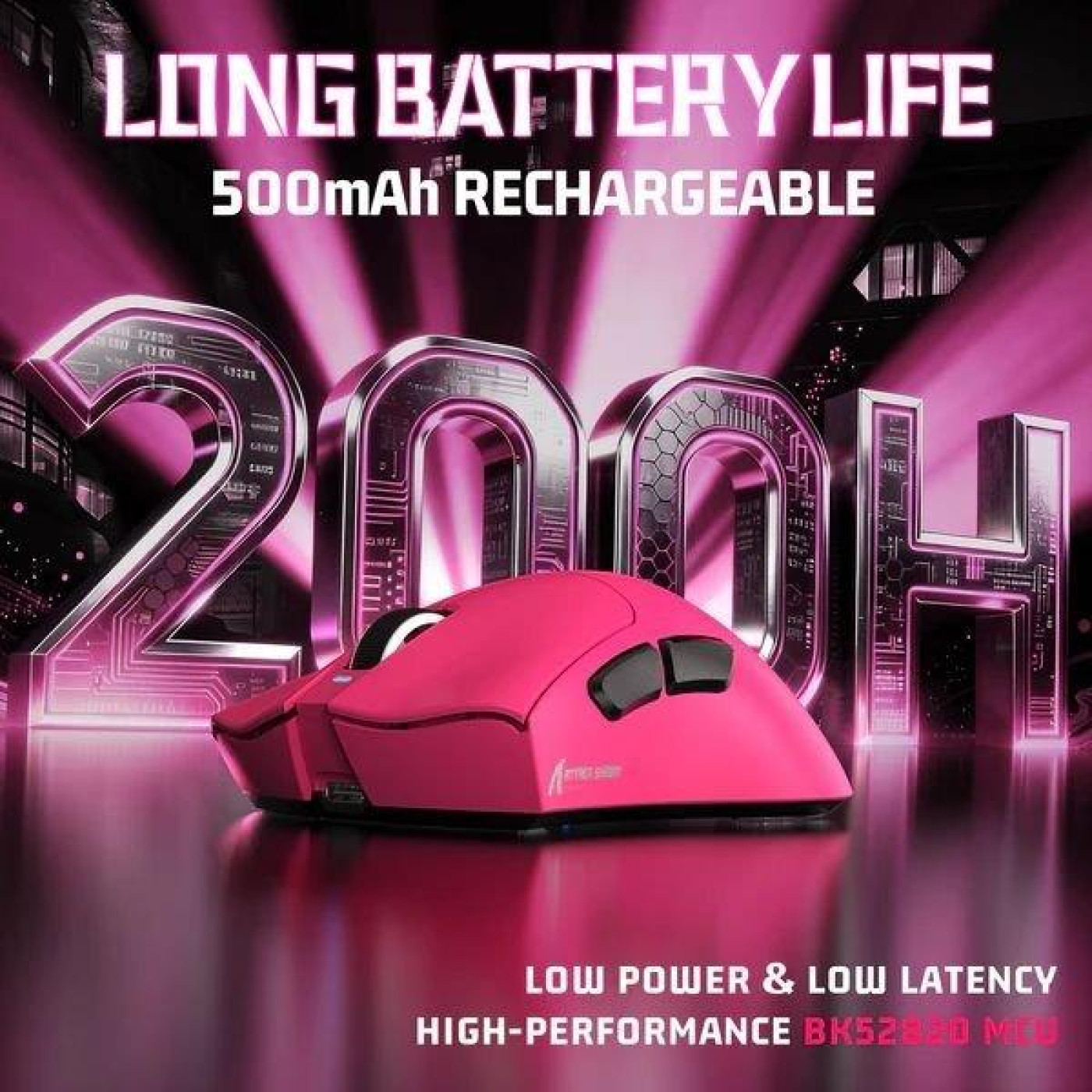 Миша Attack Shark V3 Wireless (AS-6972792472591-BR) Berry Red (G-000004411)