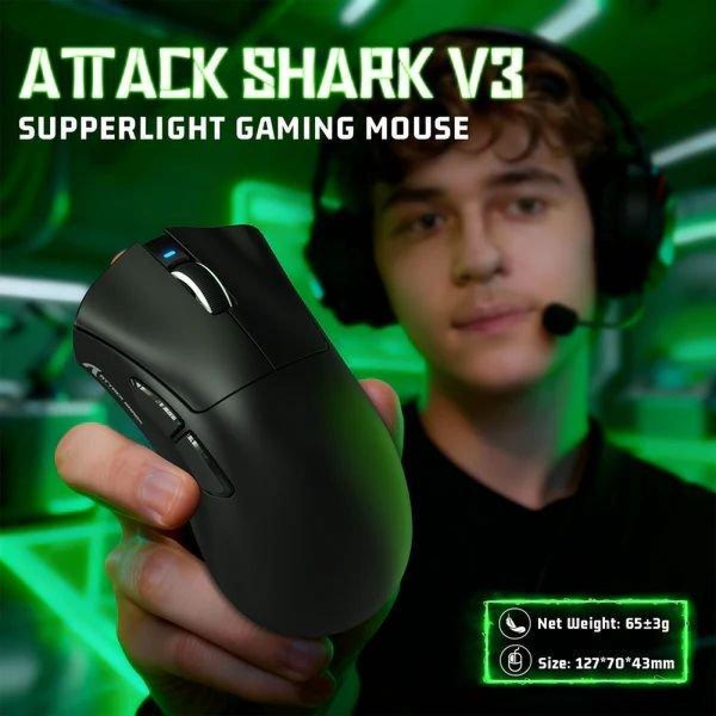 Миша Attack Shark V3 Wireless (AS-6972792472614-B) Black (G-000004413)