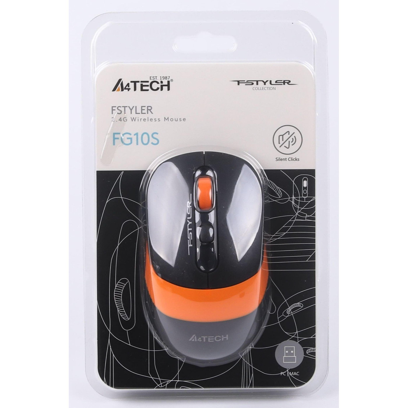 Беспроводная мышь A4Tech Fstyler FG10S Wireless Black/Orange (FG10S (Orange))