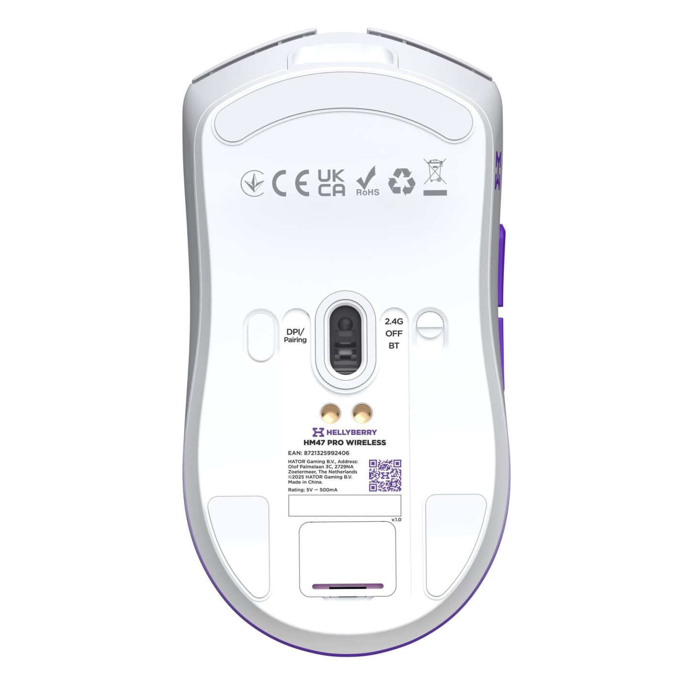 Мышь HATOR Hellyberry HM47 PRO wireless White Violet Gradient (HM47PRO_white_violet)