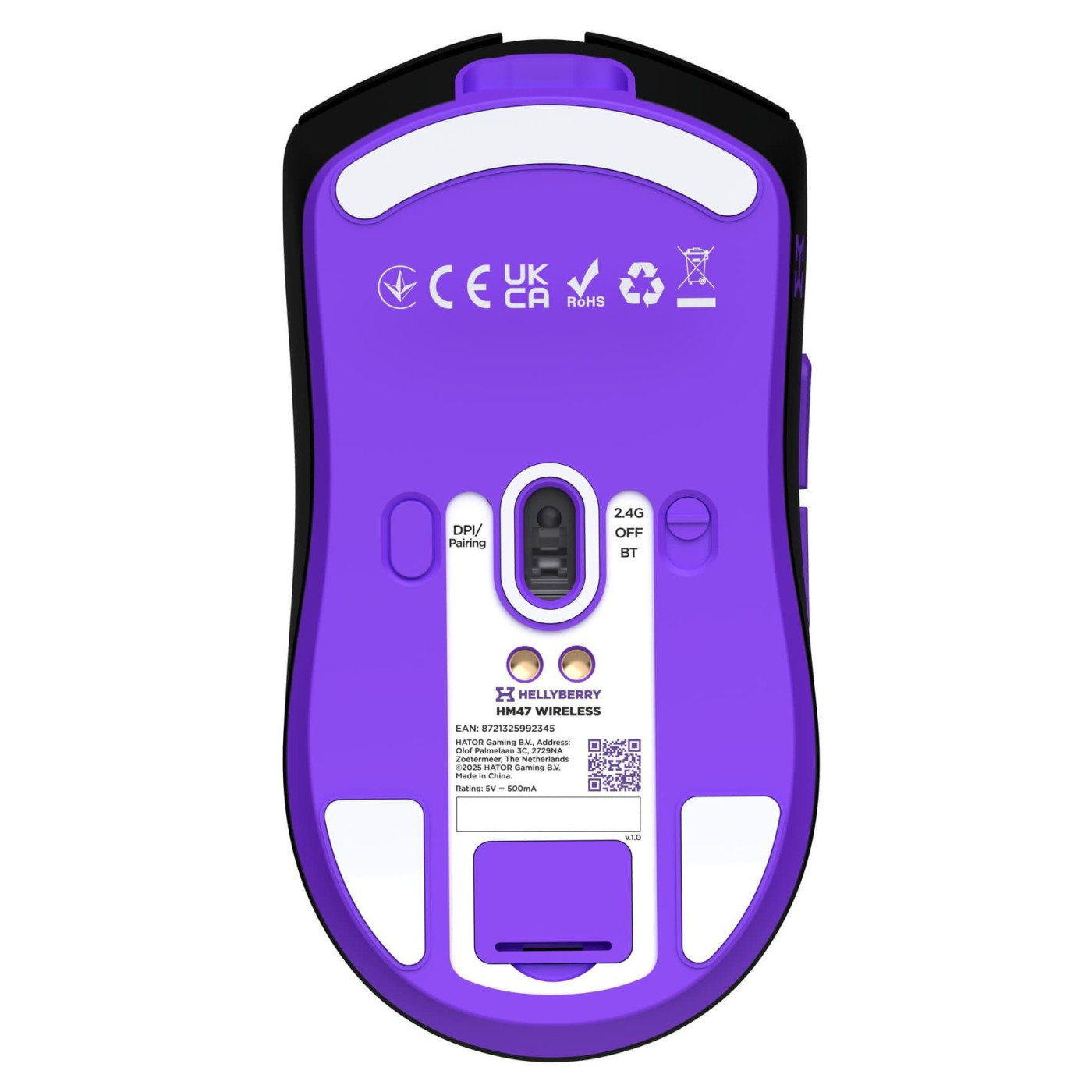 Мышь HATOR Hellyberry HM47 Wireless Black Violet (HM47_black_violet)