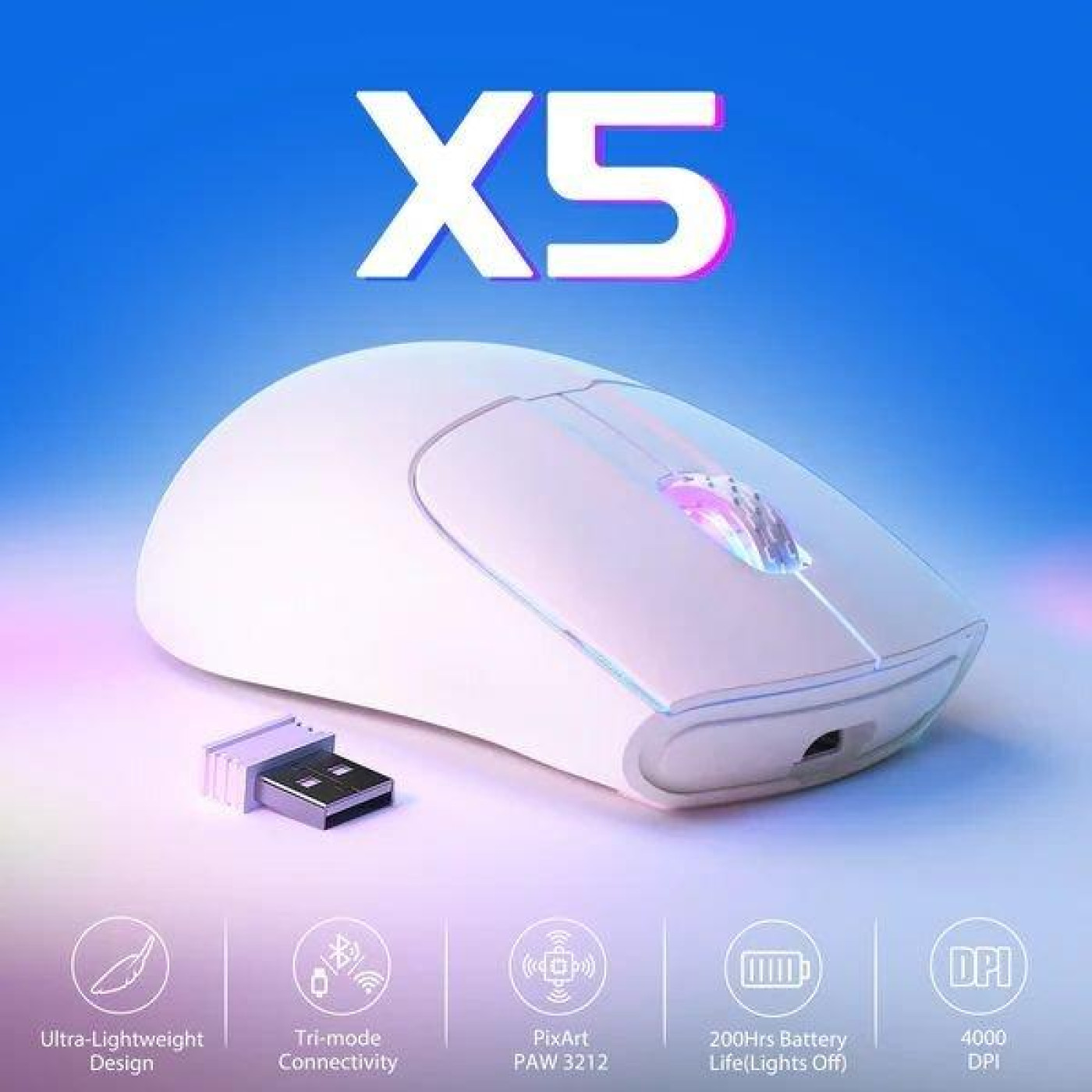 Миша Attack Shark X5 Wireless (AS-6972792471013-W) White (G-000004487)