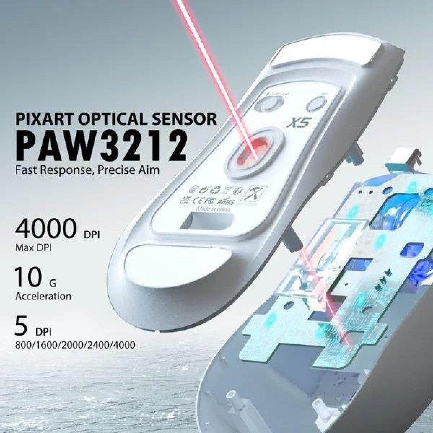 Миша Attack Shark X5 Wireless (AS-6972792471013-W) White (G-000004487)