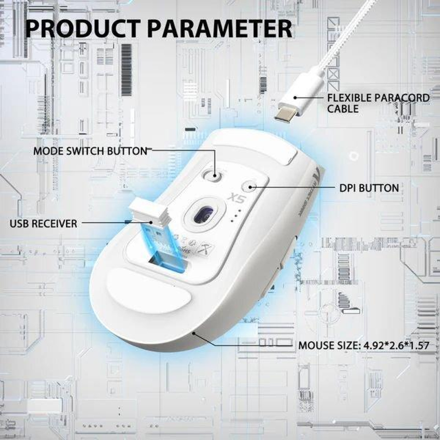 Миша Attack Shark X5 Wireless (AS-6972792471013-W) White (G-000004487)