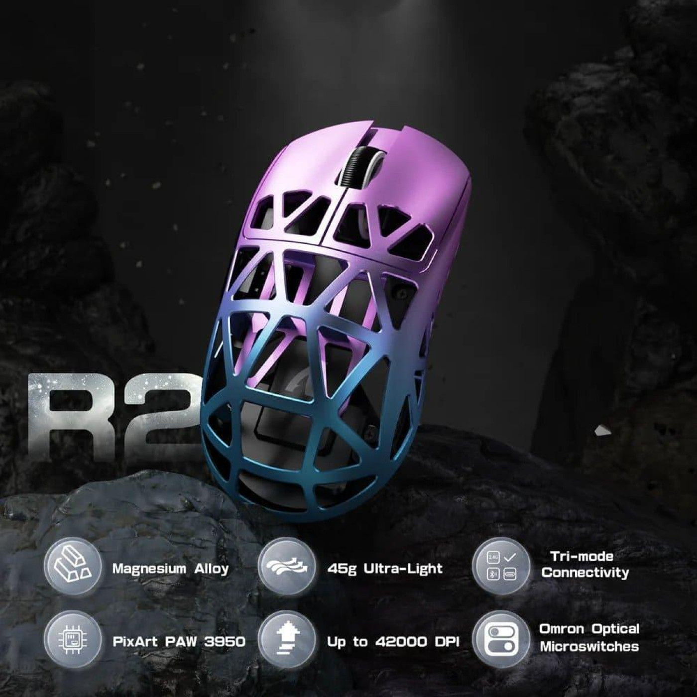 Мышь Attack Shark R2 Magnesium Alloy 8K Purple (AS-6972792470375-P)