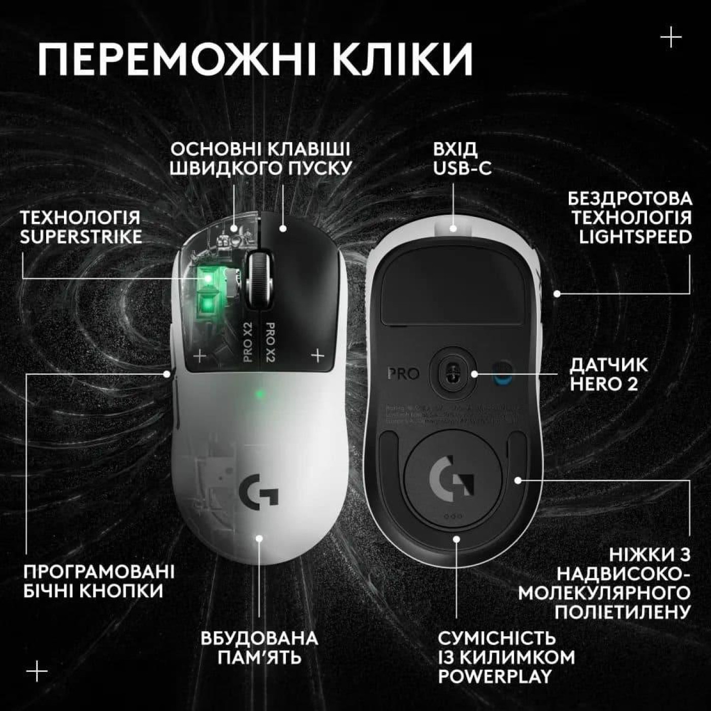 Миша Logitech PRO X2 SUPERSTRIKE Lightspeed (910-007776)
