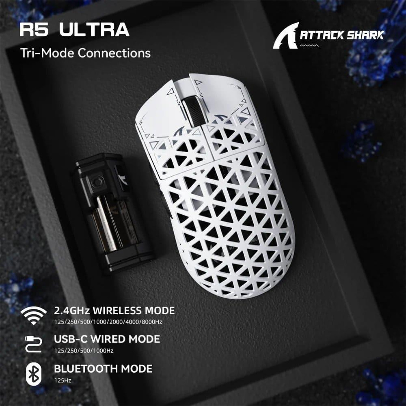 Мышь Attack Shark R5 Ultra Wireless (AS-6972792470924-W) White (G-000003630)